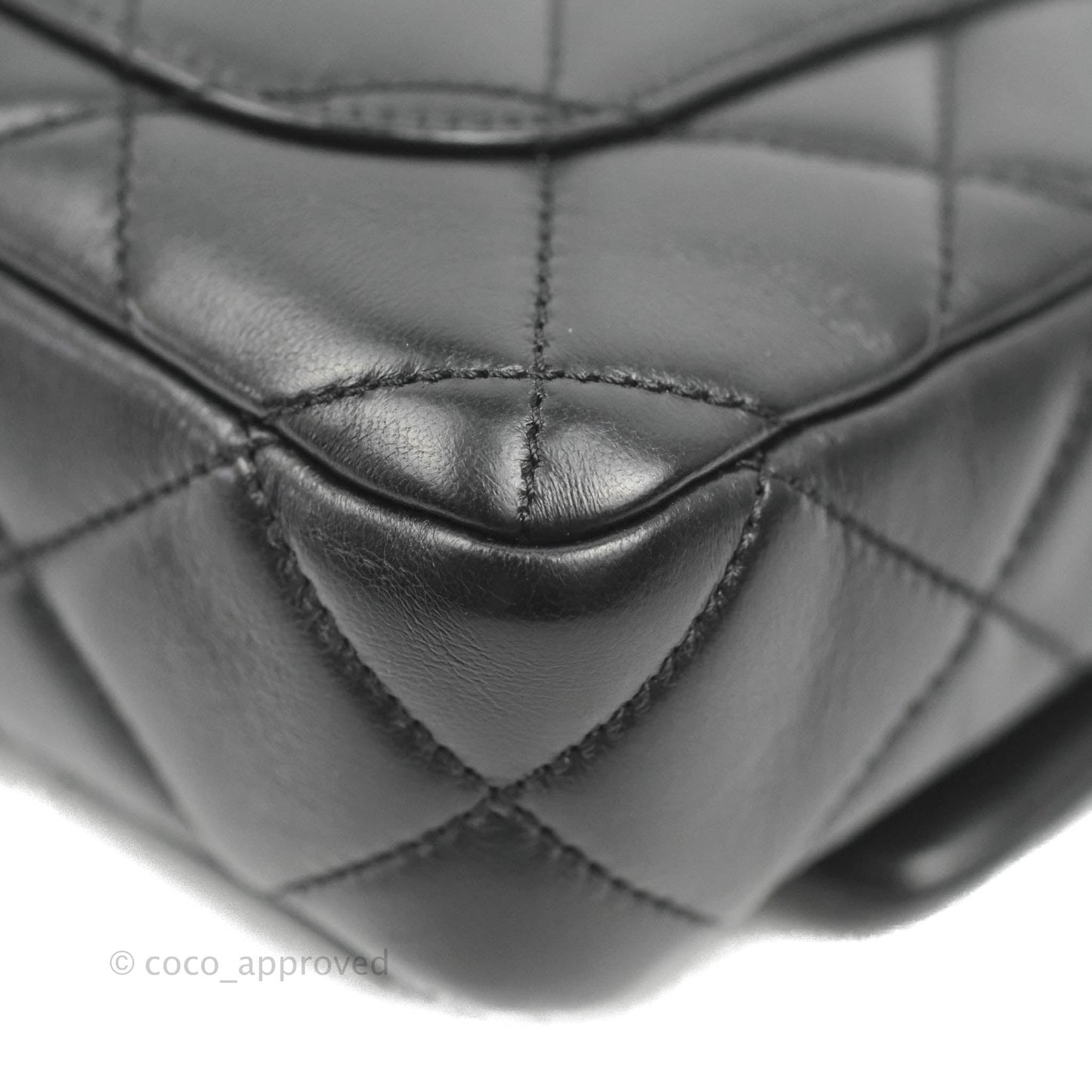 Chanel Quilted Pending CC Enamel Mini Square Flap Black Lambskin Aged Gold Hardware 22P