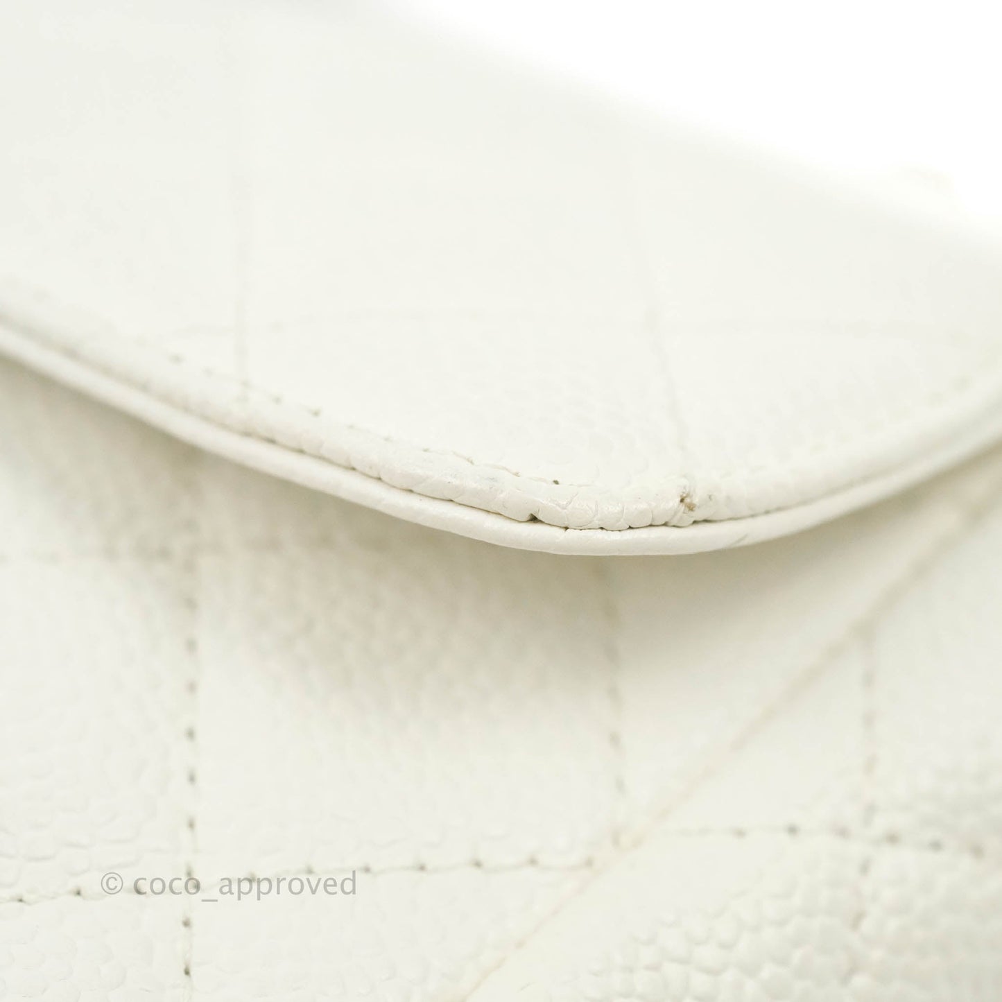 Chanel Quilted East West Flap White Soft Caviar Silver Hardware