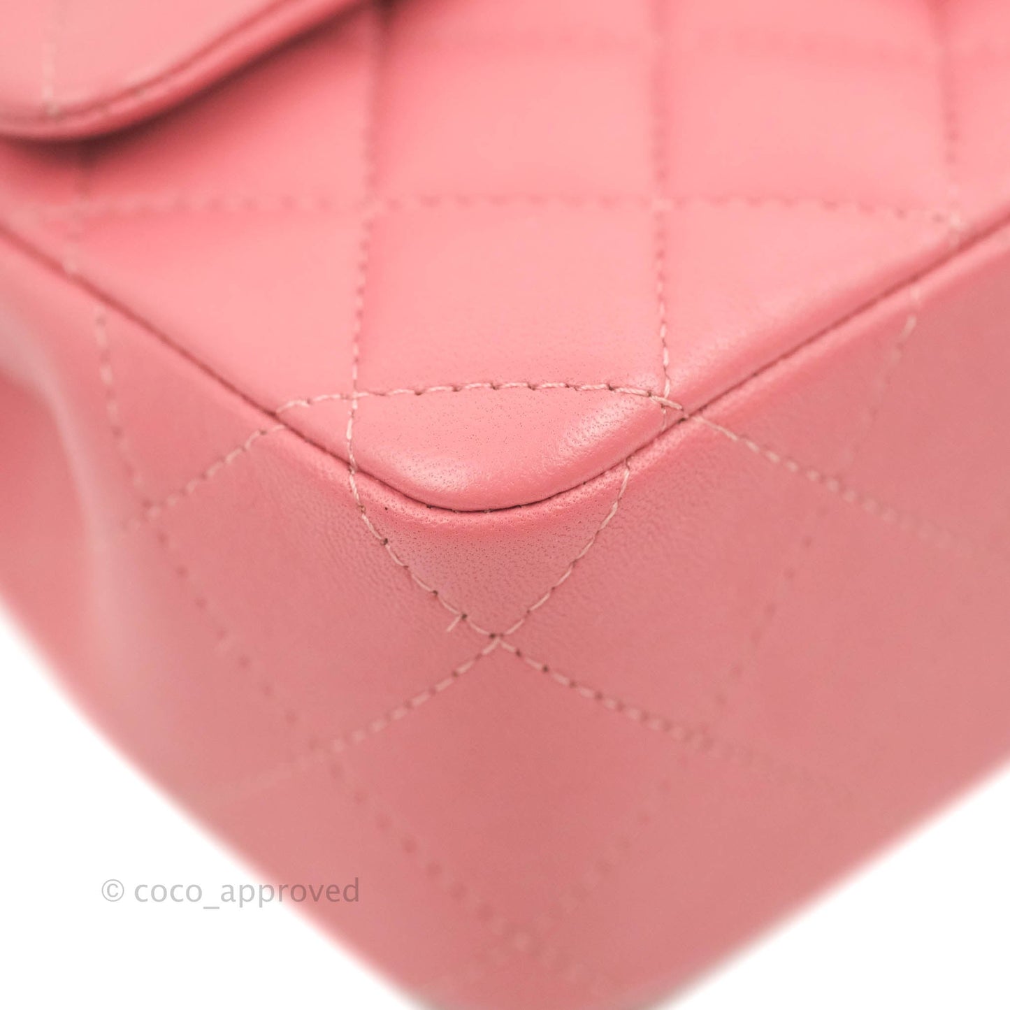 Chanel Quilted Mini Rectangular Flap Pink Lambskin Silver Hardware
