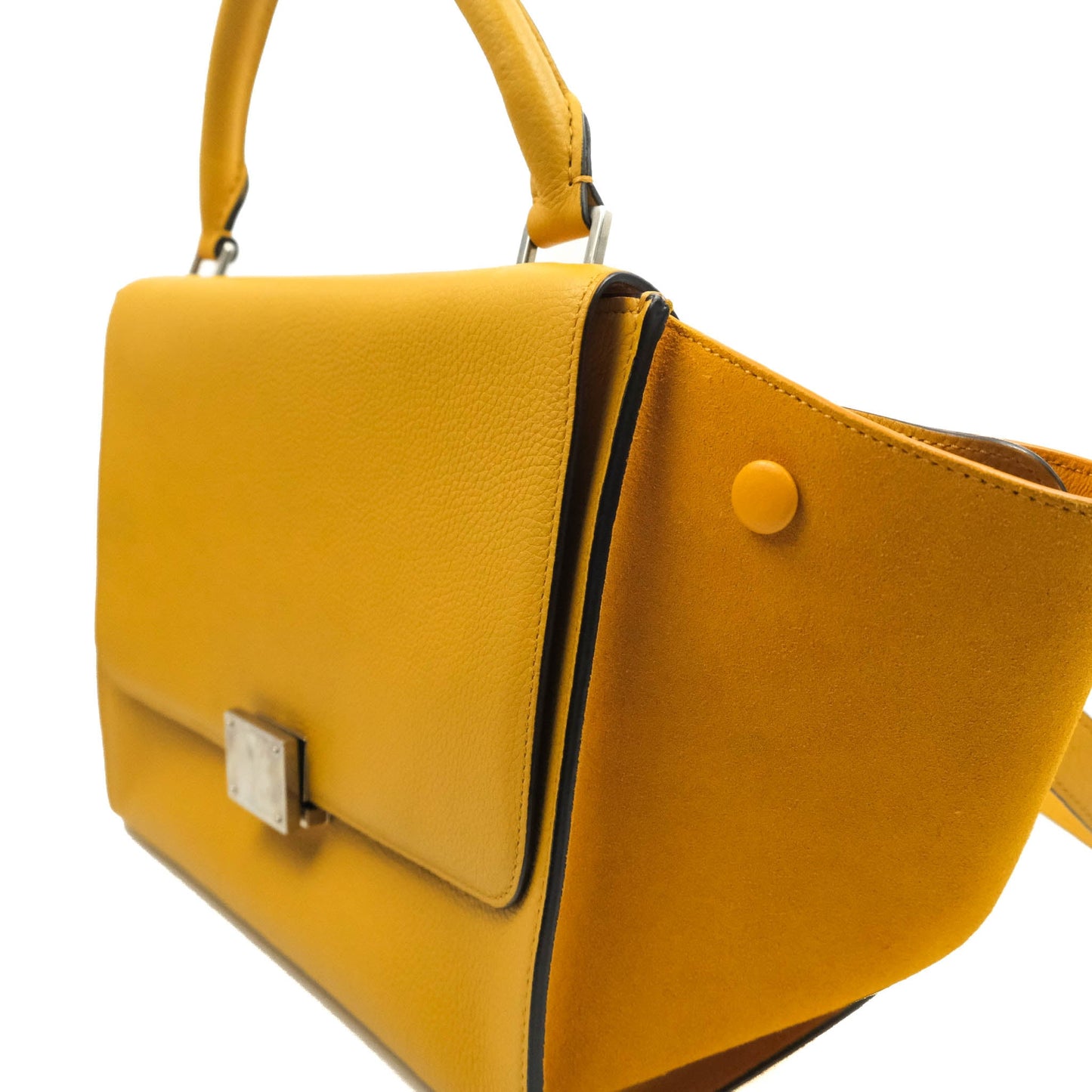 Celine Small Trapeze Bag Mustard Yellow Grained Calfskin