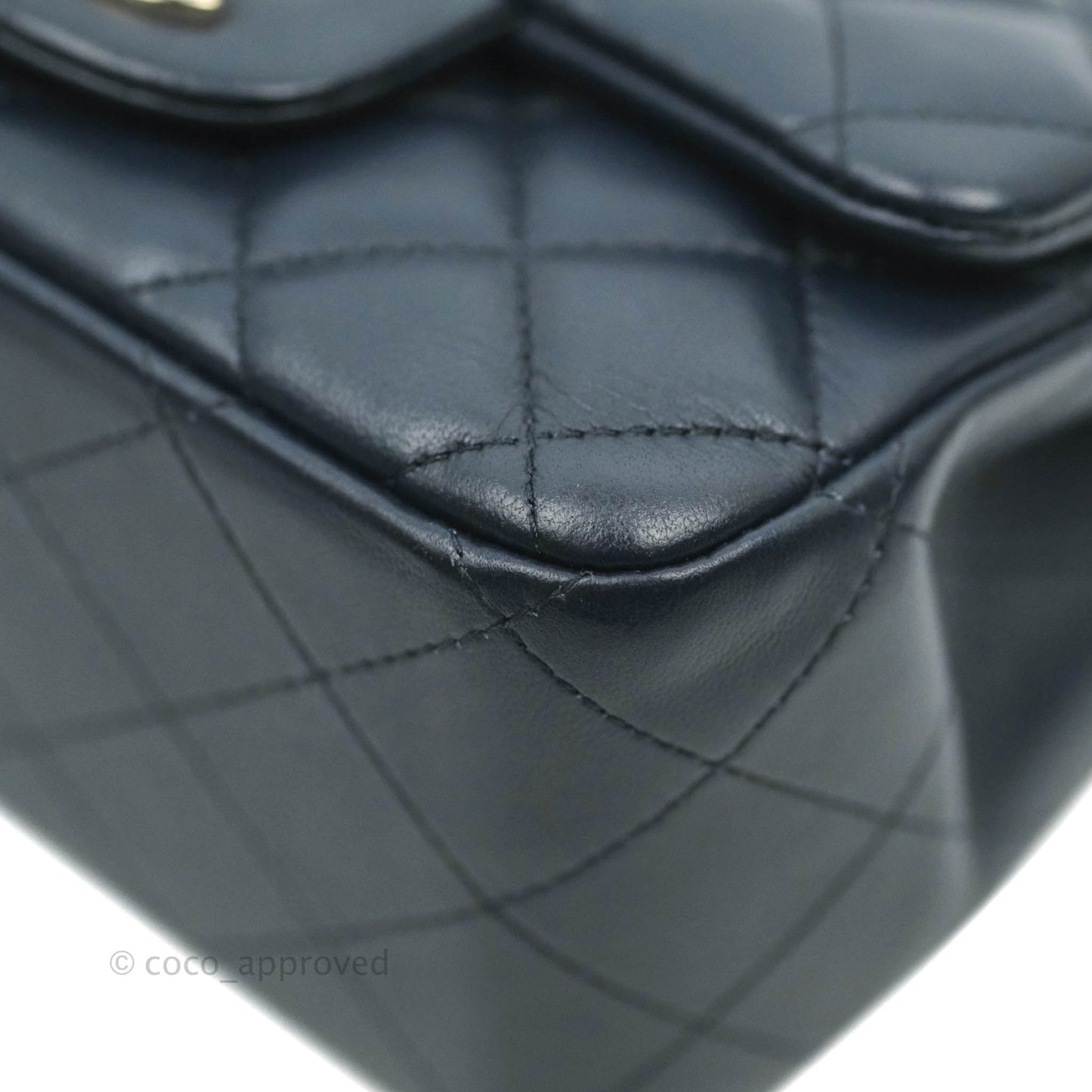 Chanel Quilted Mini Square Navy Lambskin Gold Hardware