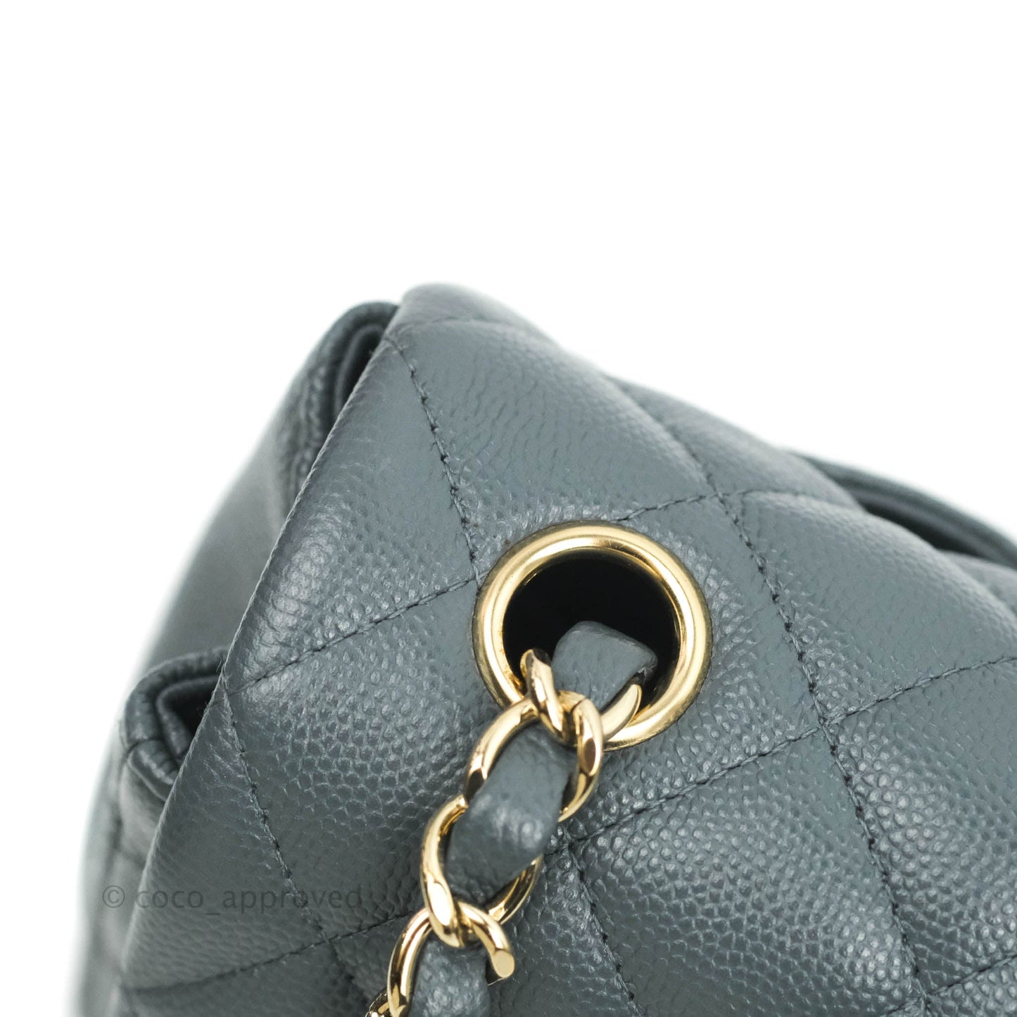 Chanel Quilted Mini Rectangular Flap Grey Caviar Gold Hardware 18B