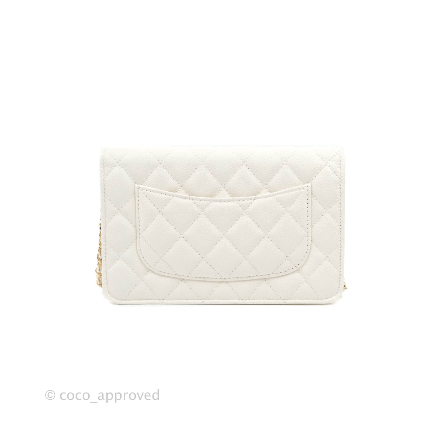 Chanel Quilted WOC White Caviar Gold Hardware With Charms