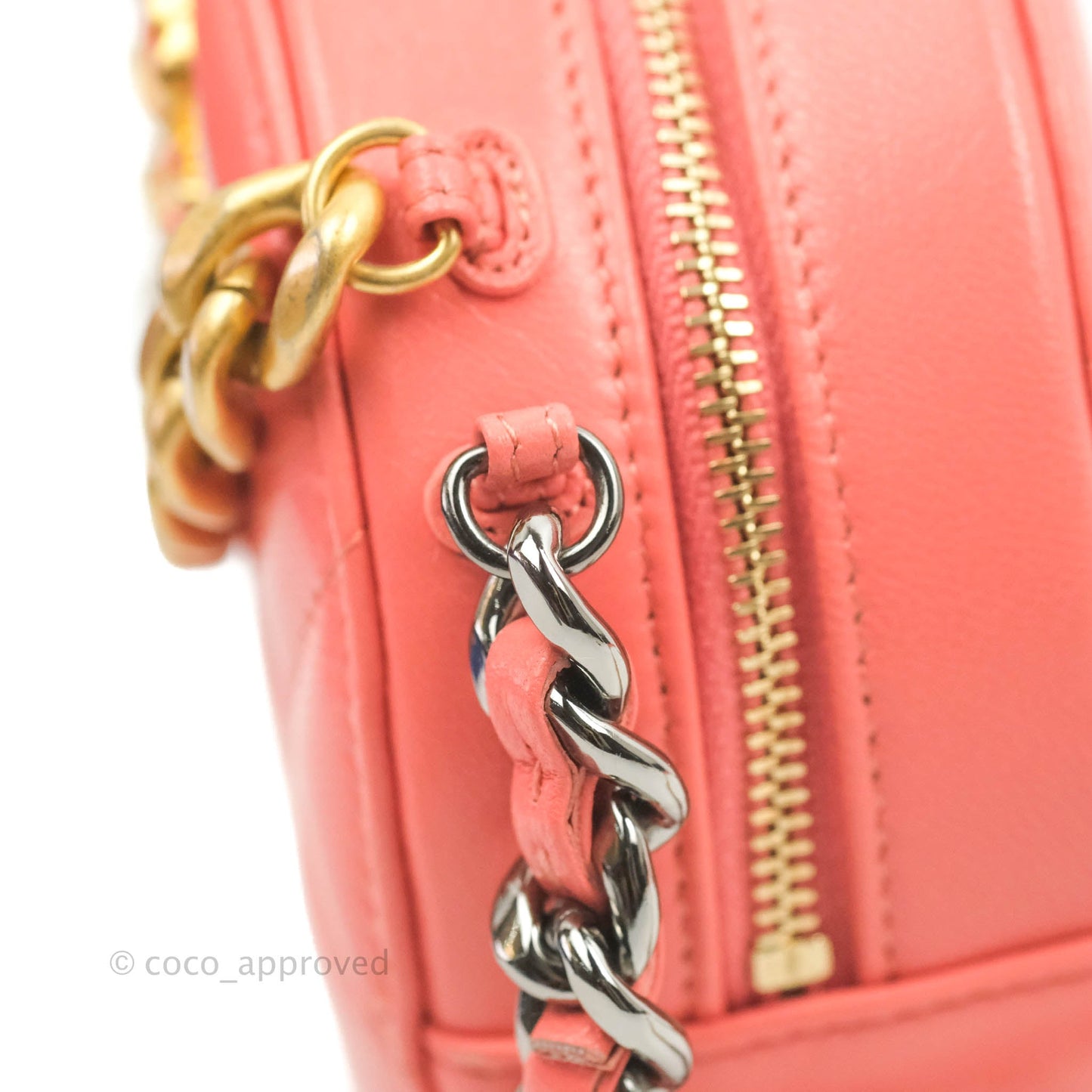 Chanel 19 Round Clutch With Chain Coral Pink Mixed Hardware