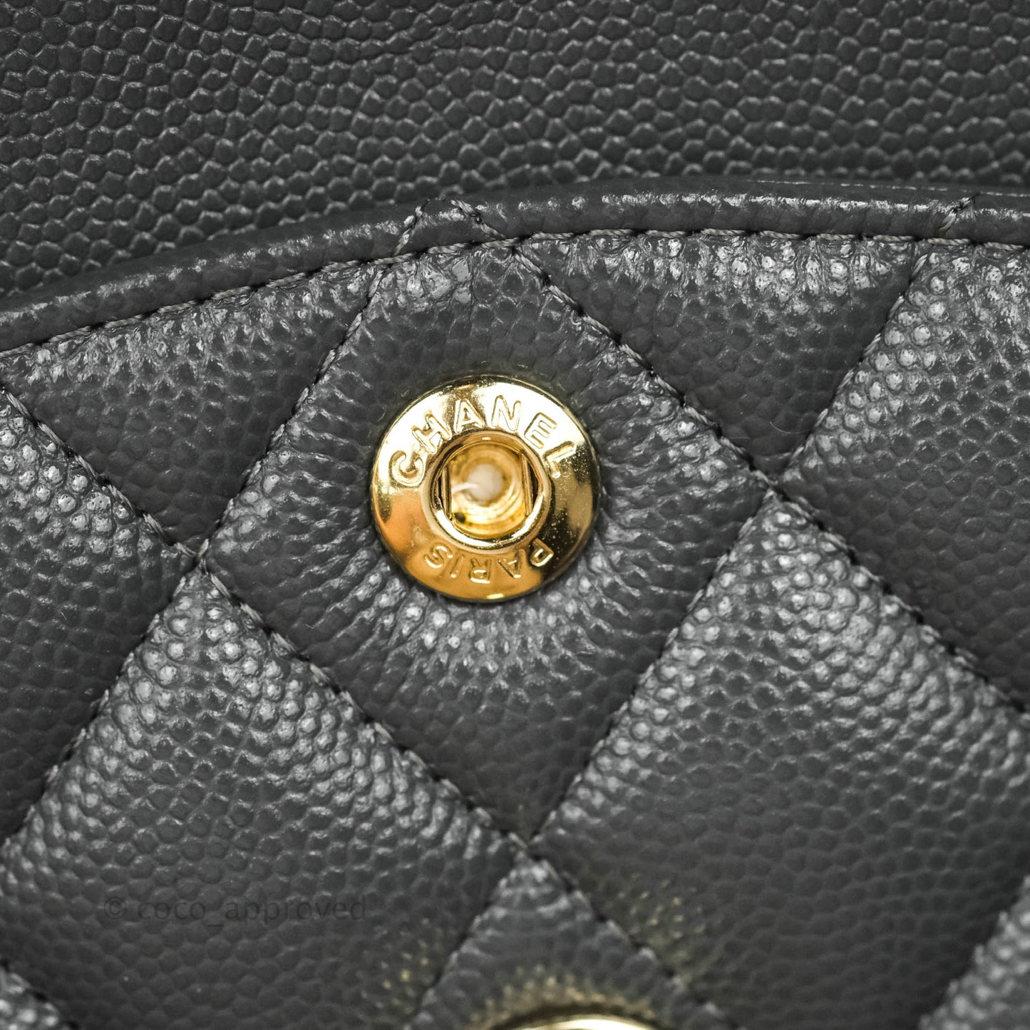 Chanel Classic Small S/M Flap Dark Grey Caviar Gold Hardware 21B