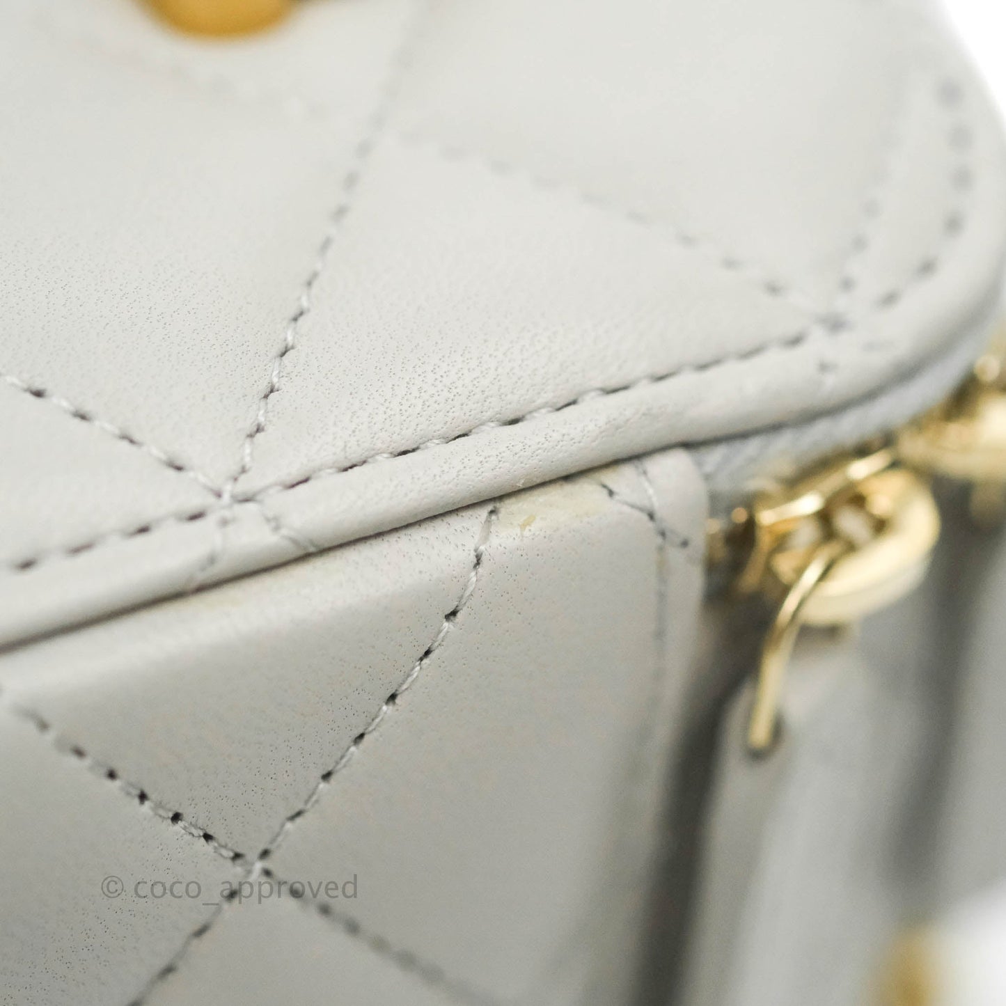 Chanel Classic Vanity Rectangular Top Handle With Chain Grey Lambskin Aged Gold Hardware