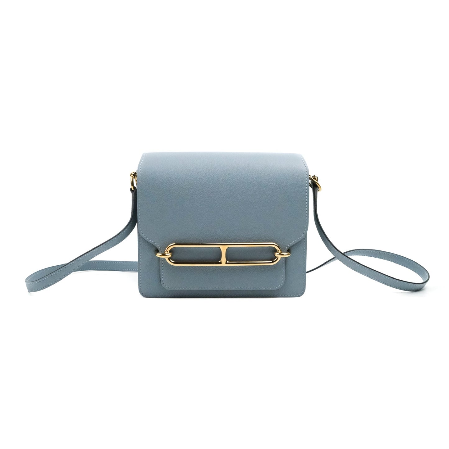 Hermès Roulis Mini 18 Bleu Lin Evercolor Gold Hardware