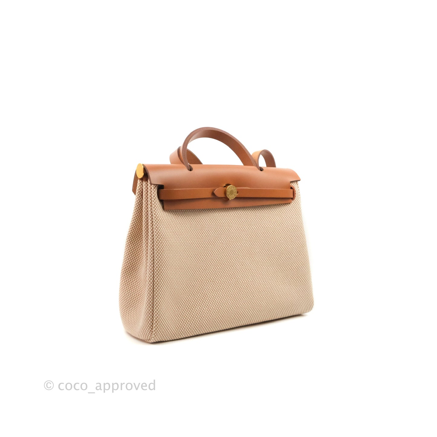 Hermès Herbag Zip 31 Retourne Criss Viking Ecru-Beige/Fauve Canvas Gold Hardware