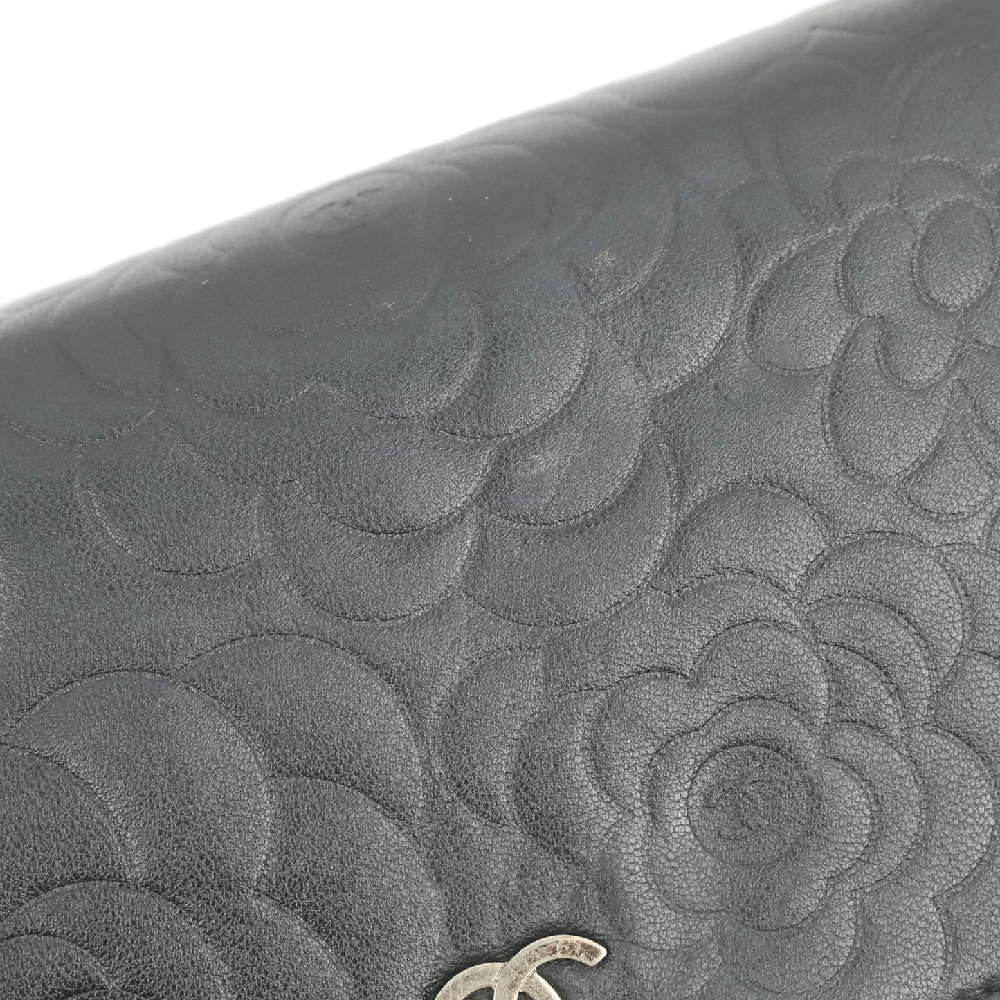 Chanel Camellia Wallet on Chain WOC Black Lambskin Silver Hardware