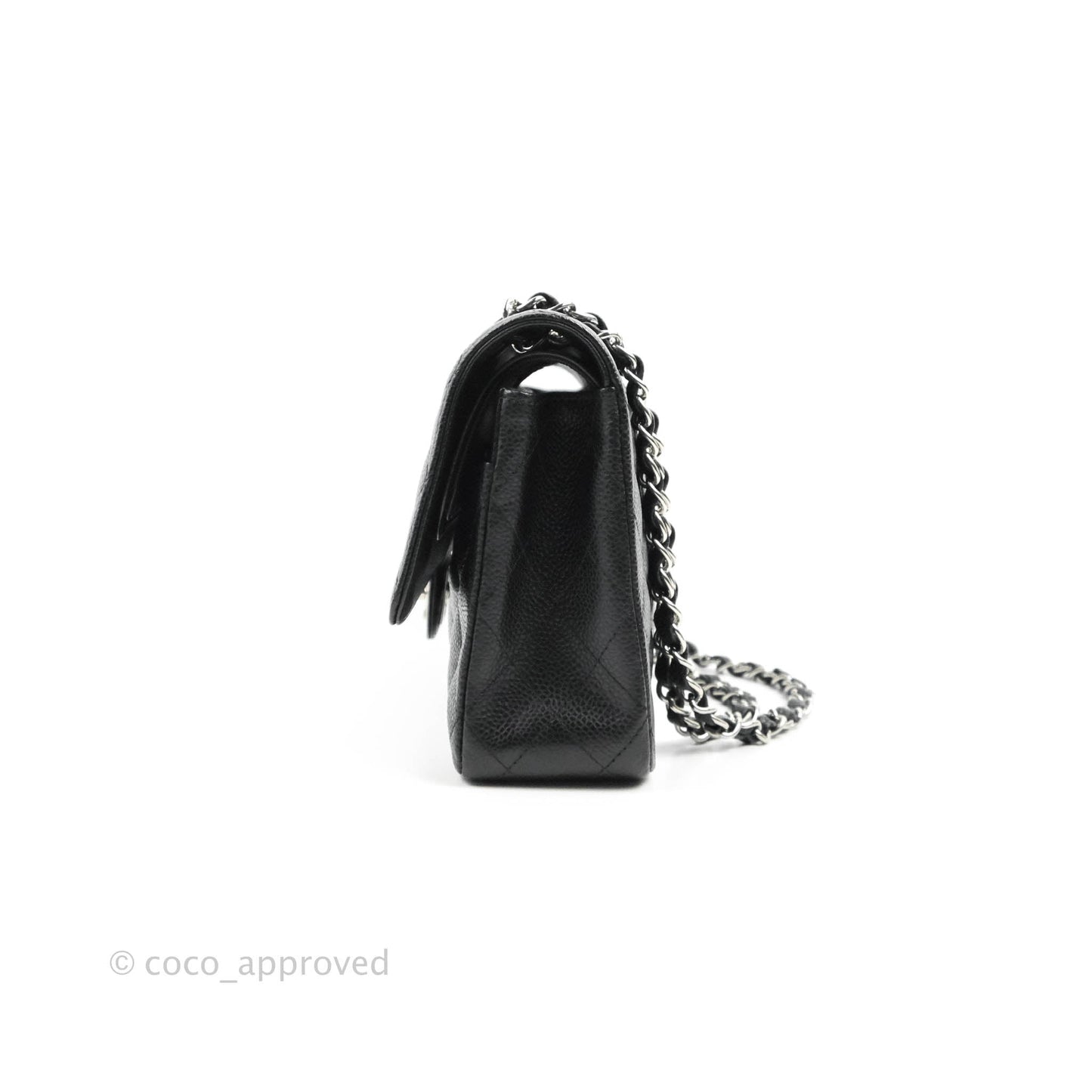 Chanel Quilted Classic M/L Medium Flap Black Caviar Silver Hardware