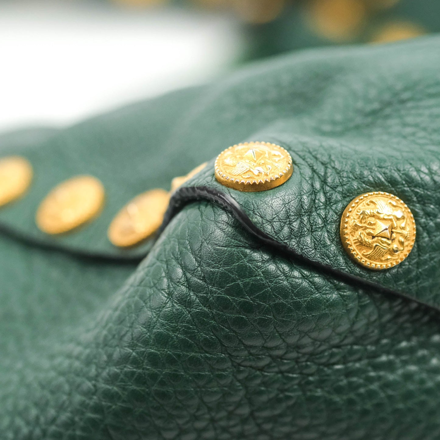Valentino Large Gryphon Stud Tote Green Grained leather