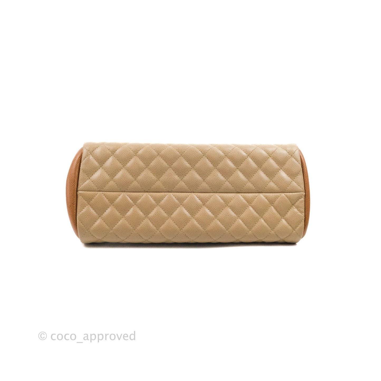 Chanel Medium Mademoiselle Bowling Beige/Brown Caviar Silver Hardware