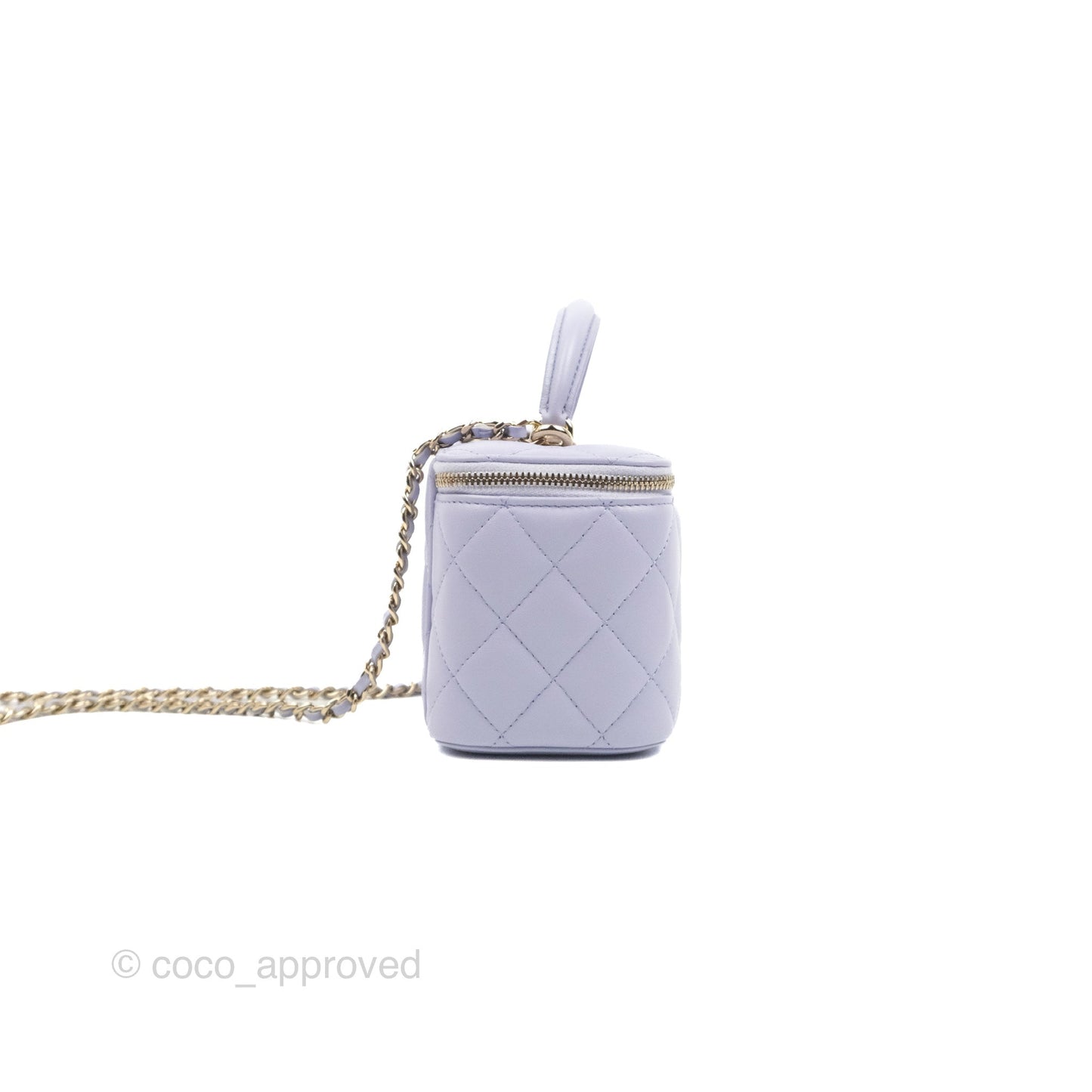 Chanel Vanity Rectangular Top Handle Lilac Lambskin Gold Hardware