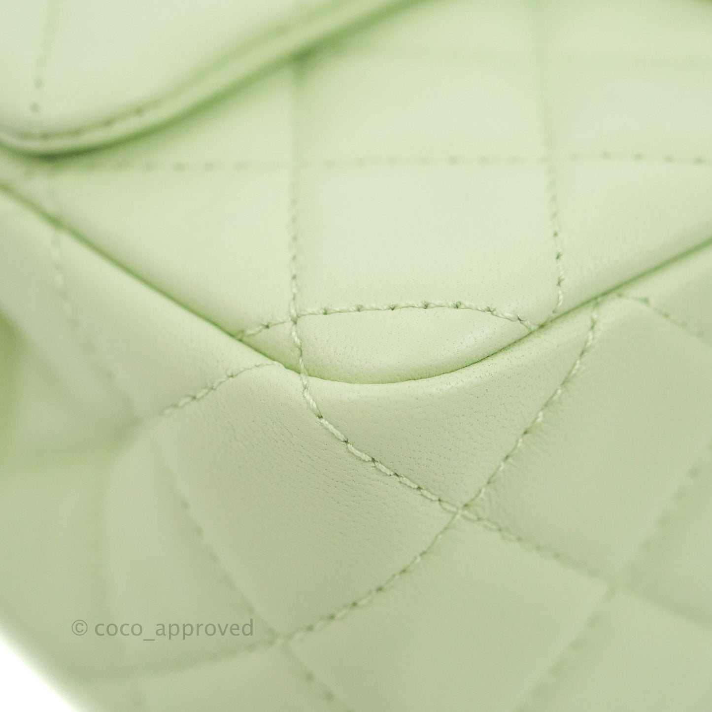 Chanel Quilted Mini Rectangular Pearl Crush Avocado Green Lambskin Aged Gold Hardware 22C