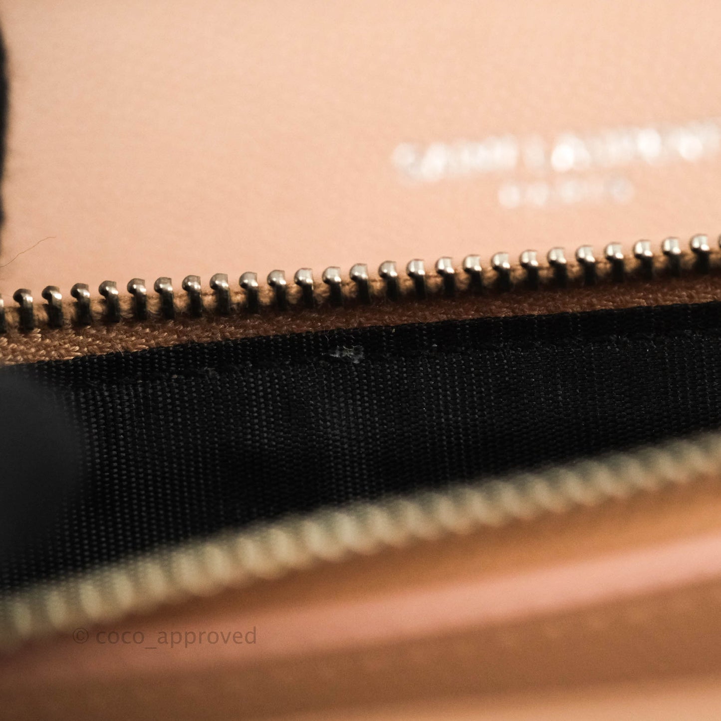 Saint Laurent Wallet on Chain Beige Pink Grained Leather Silver Hardware