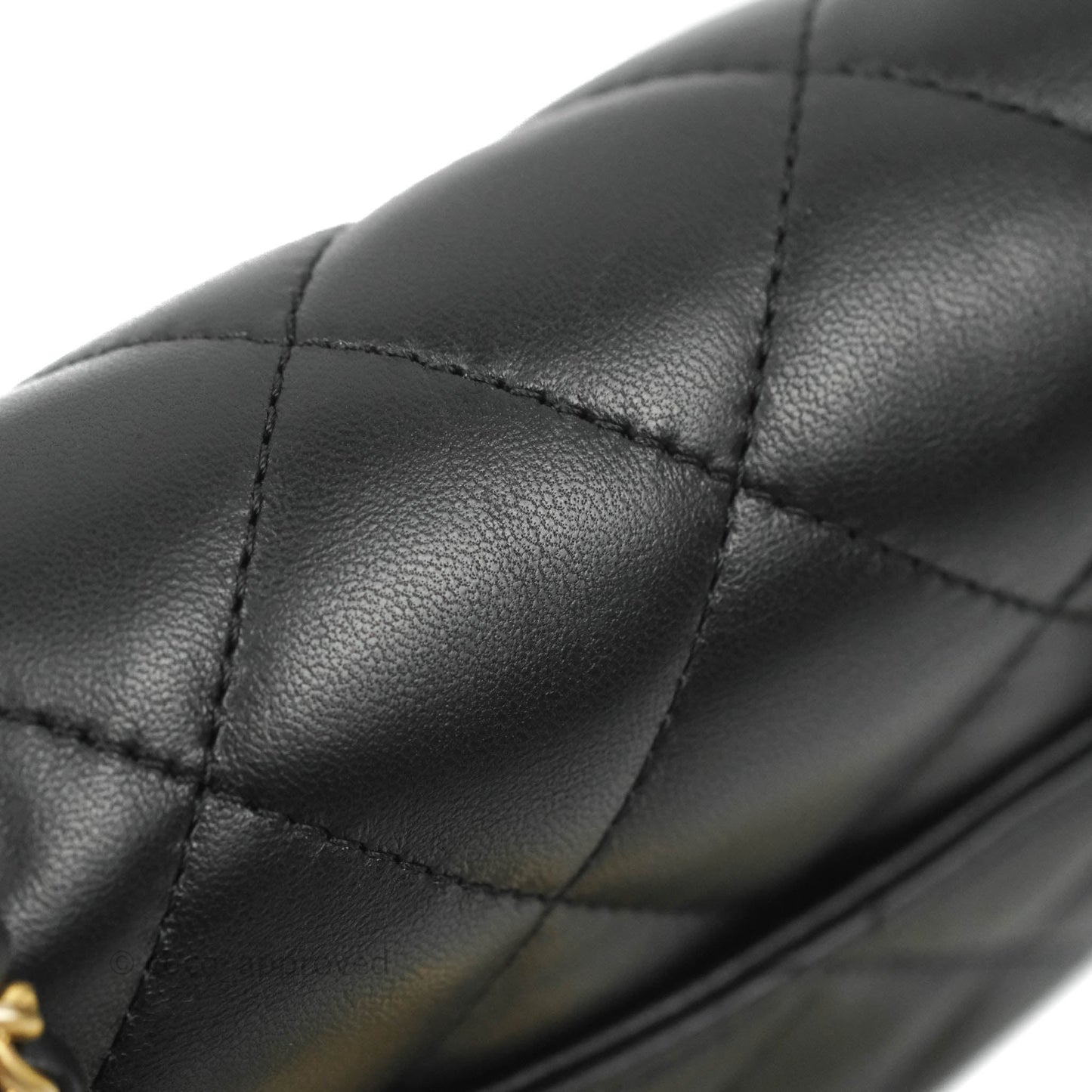 Chanel Mini Flap Bag With Heart CC Charm Black Lambskin Aged Gold Hardware