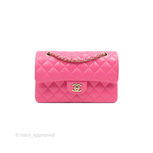 Chanel Small Classic Quilted Flap Pink Caviar Gold Hardware
