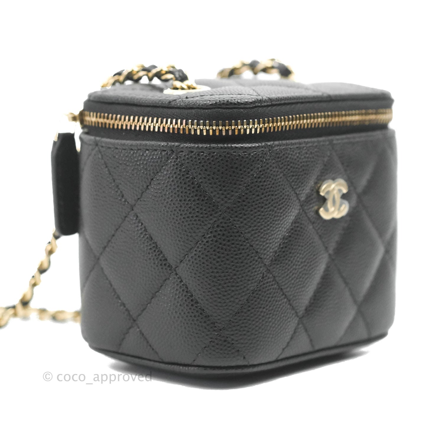 Chanel Mini Vanity With Chain Black Caviar Gold Hardware