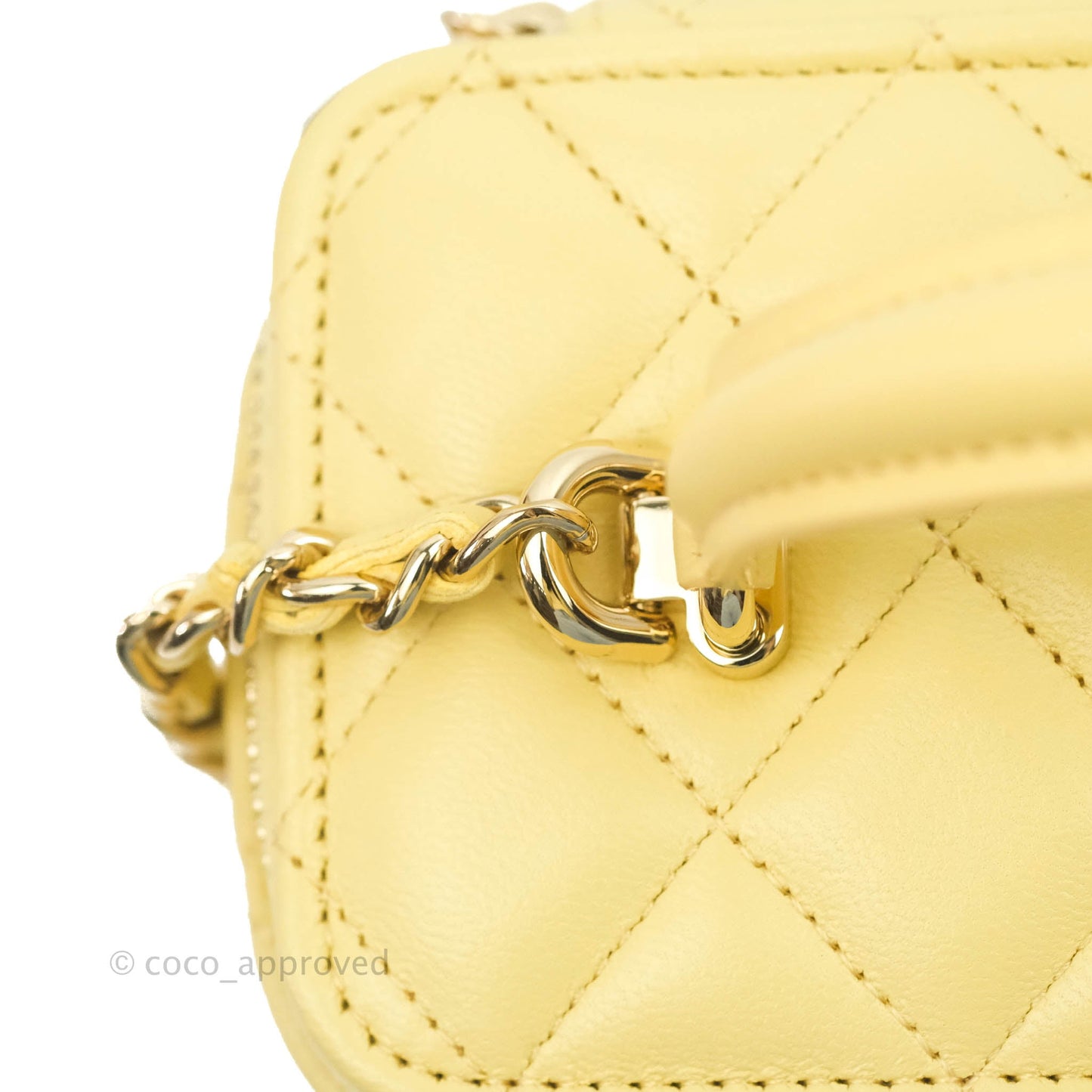 Chanel Vanity Rectangular Top Handle Yellow Lambskin Gold Hardware