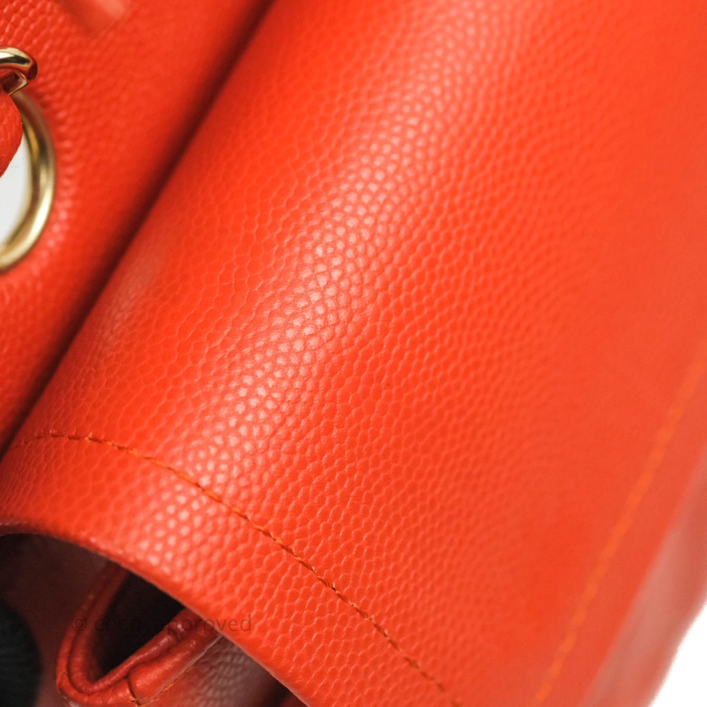 Chanel S/M Small Classic Quilted Flap Orange Caviar Gold Hardware 17B