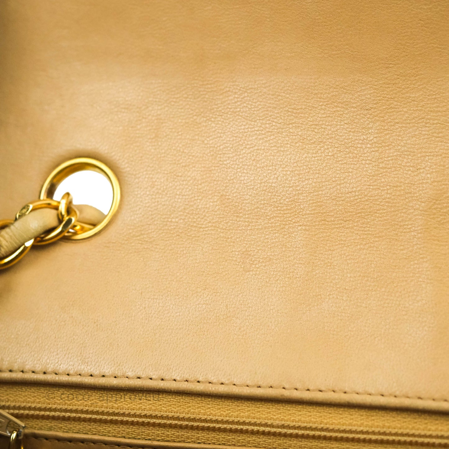 Chanel Vintage Small Quilted Classic Diana Flap Bag Beige Lambskin 24K Gold Hardware