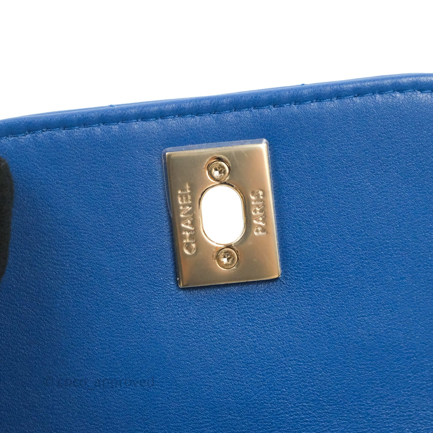 Chanel Mini Chevron Trendy CC Clutch With Chain Blue Lambskin Gold Hardware