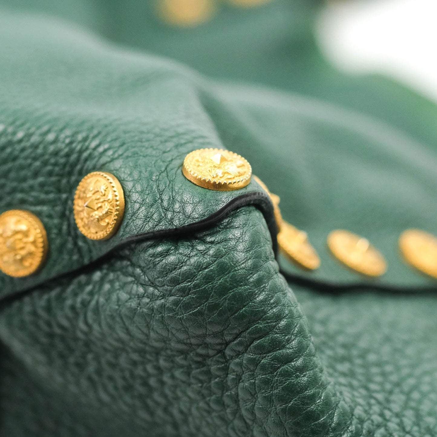 Valentino Large Gryphon Stud Tote Green Grained leather