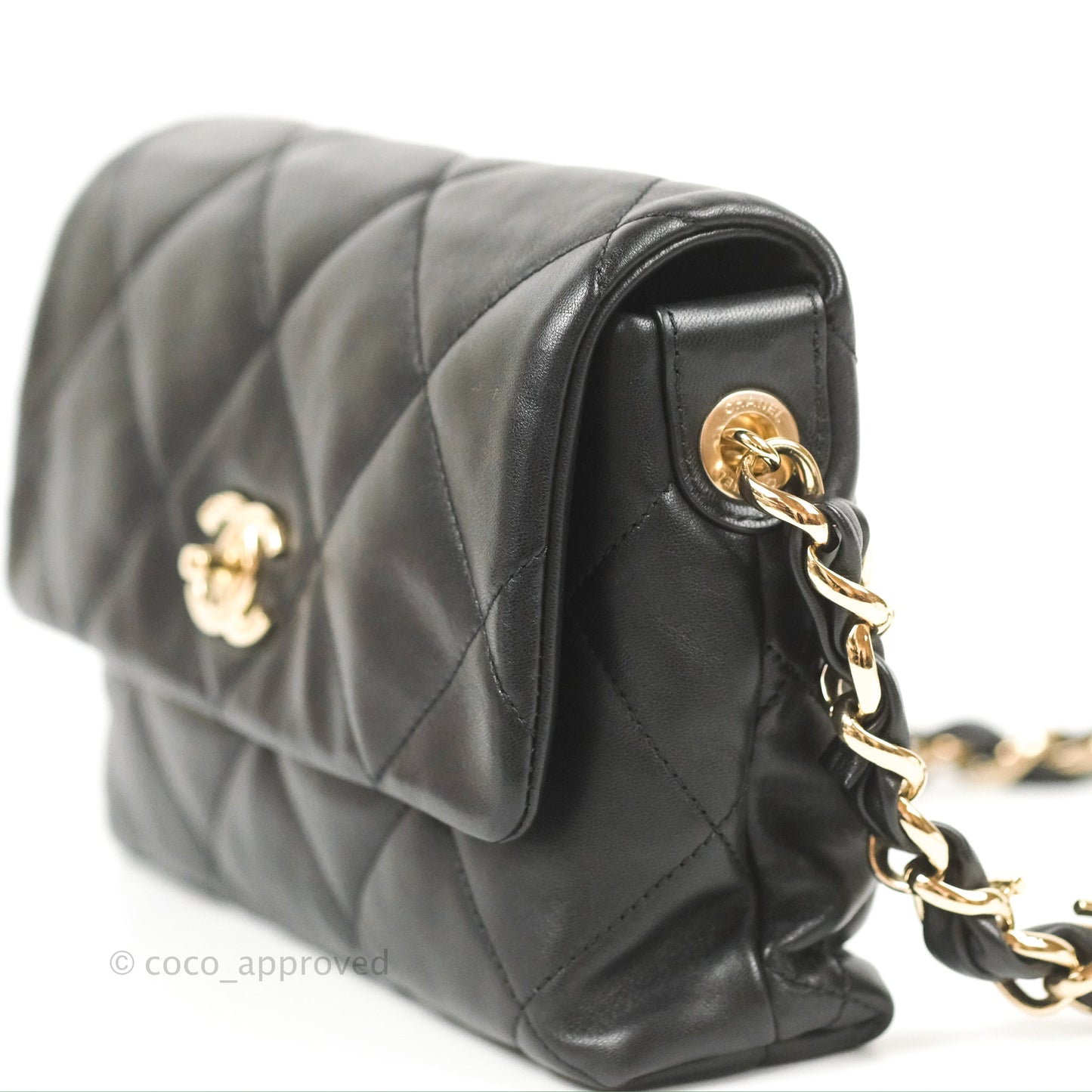 Chanel Small Logo Chain Flap Black Lambskin Gold Hardware