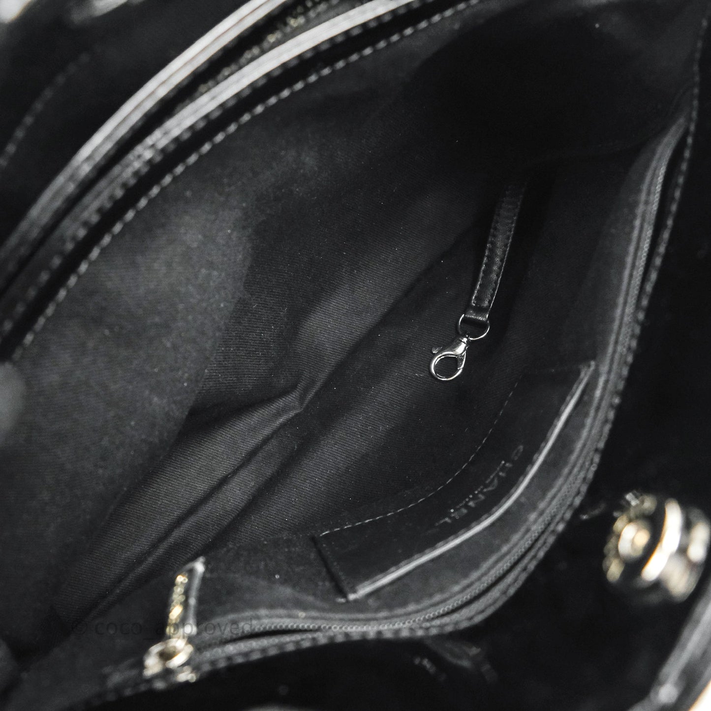 Chanel Quilted Large Just Mademoiselle Black Patent Silver Hardware