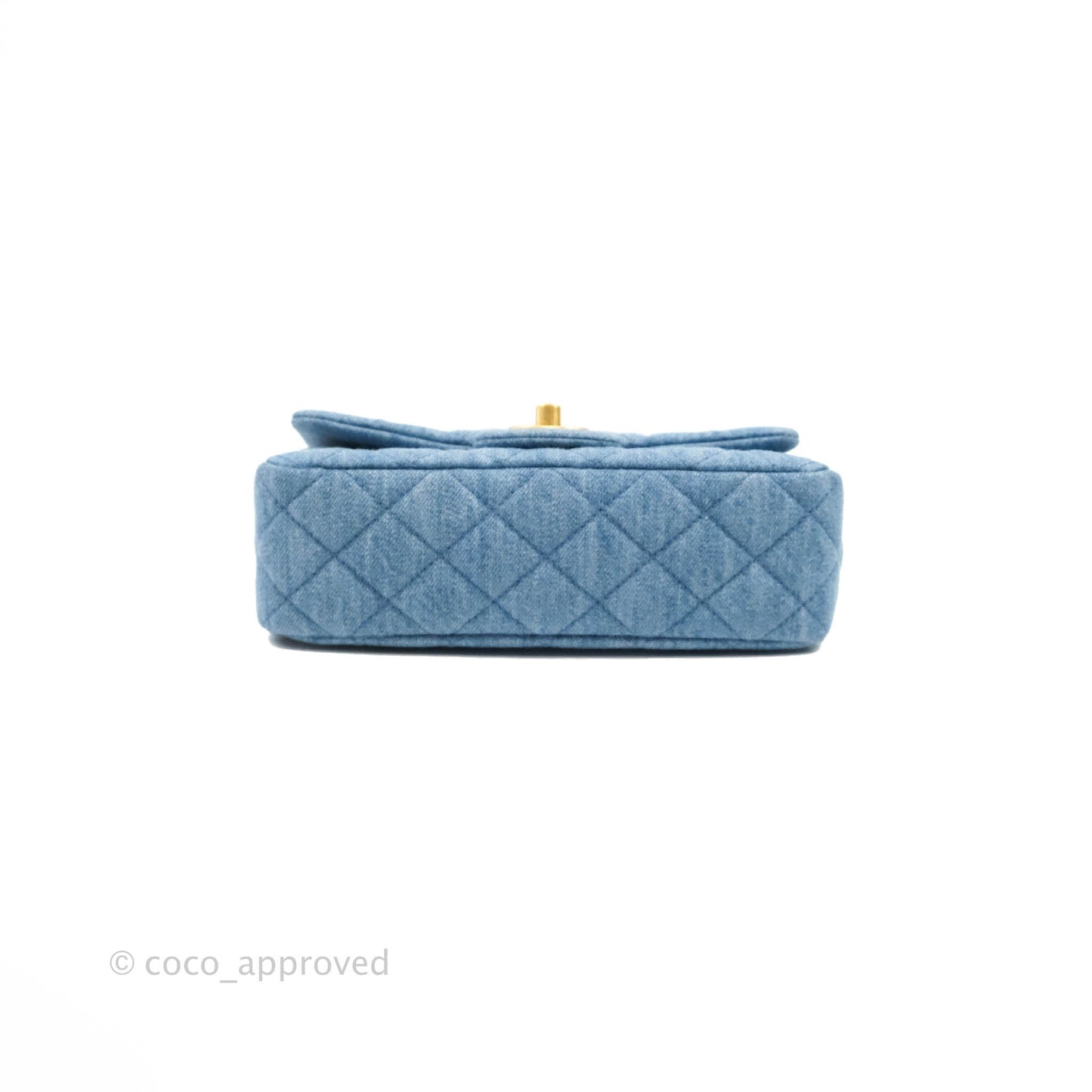 Chanel Mini Rectangular Pearl Crush Quilted Denim Aged Gold Hardware 22C