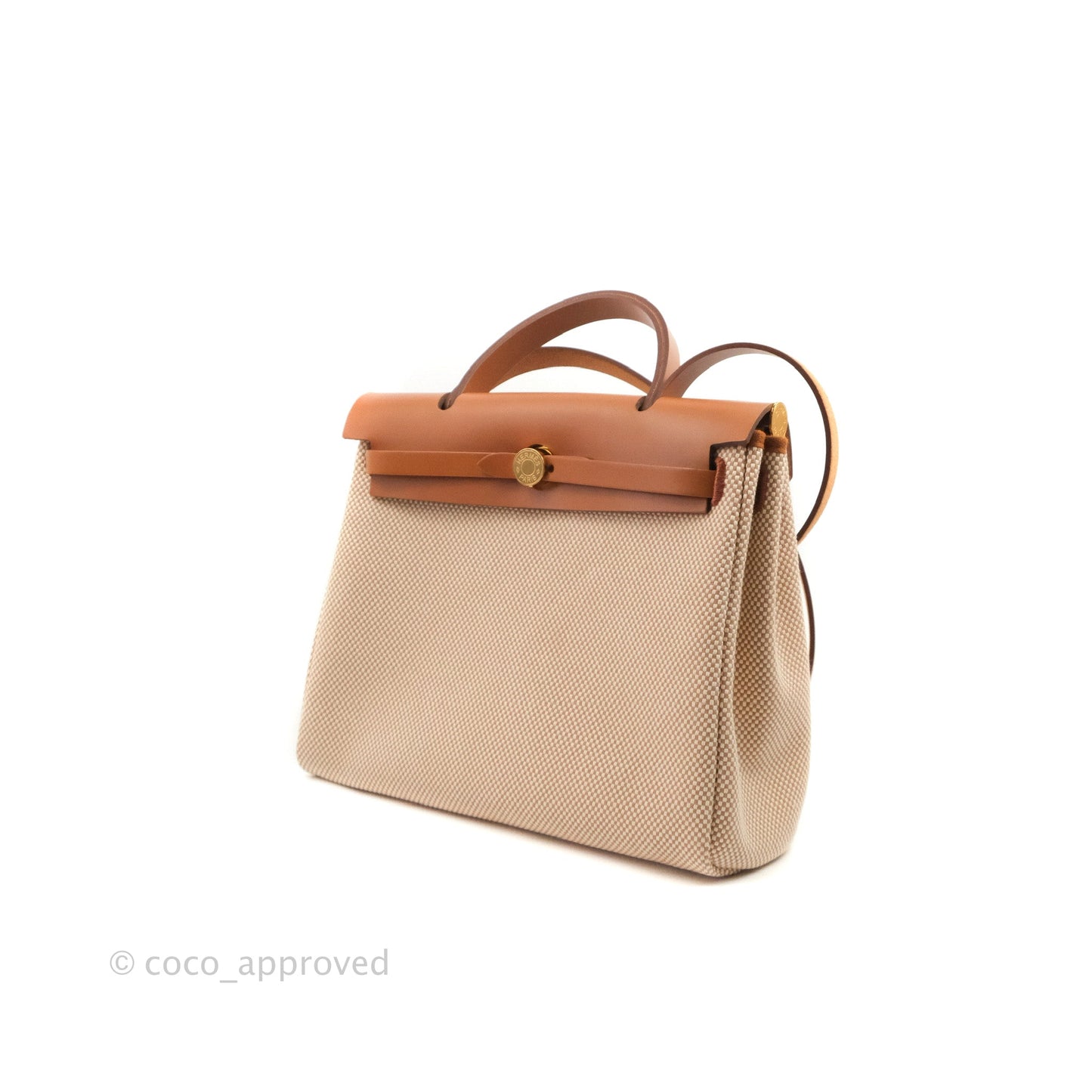 Hermès Herbag Zip 31 Retourne Criss Viking Ecru-Beige/Fauve Canvas Gold Hardware