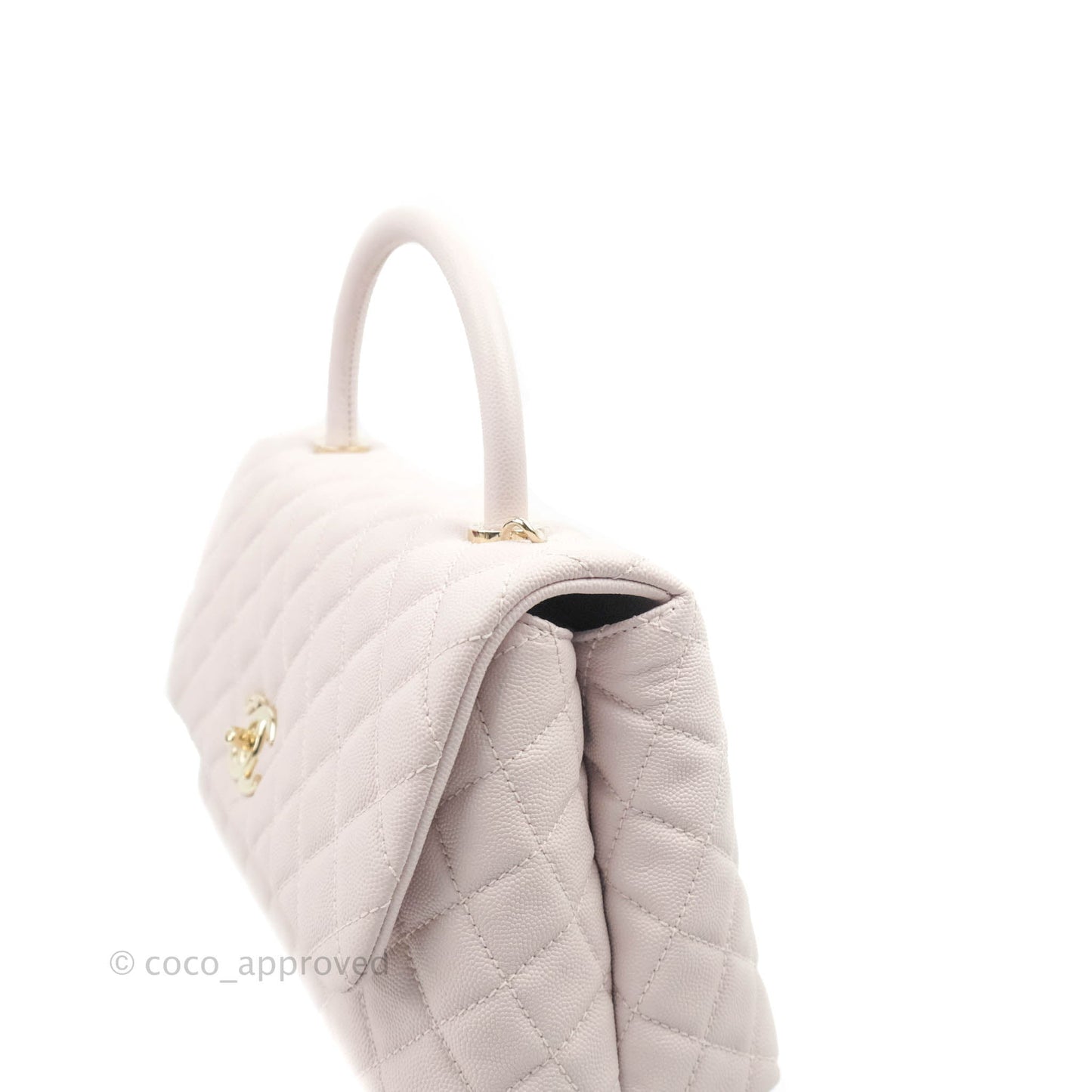 Chanel Medium Coco Handle Quilted Light Lilac Pink Caviar Gold Hardware