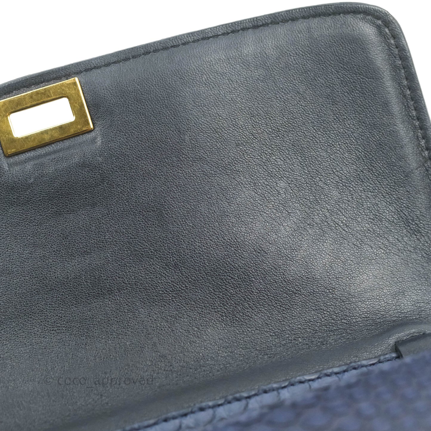 Celine Medium Classic Box Flap Grey Blue Python Gold Hardware