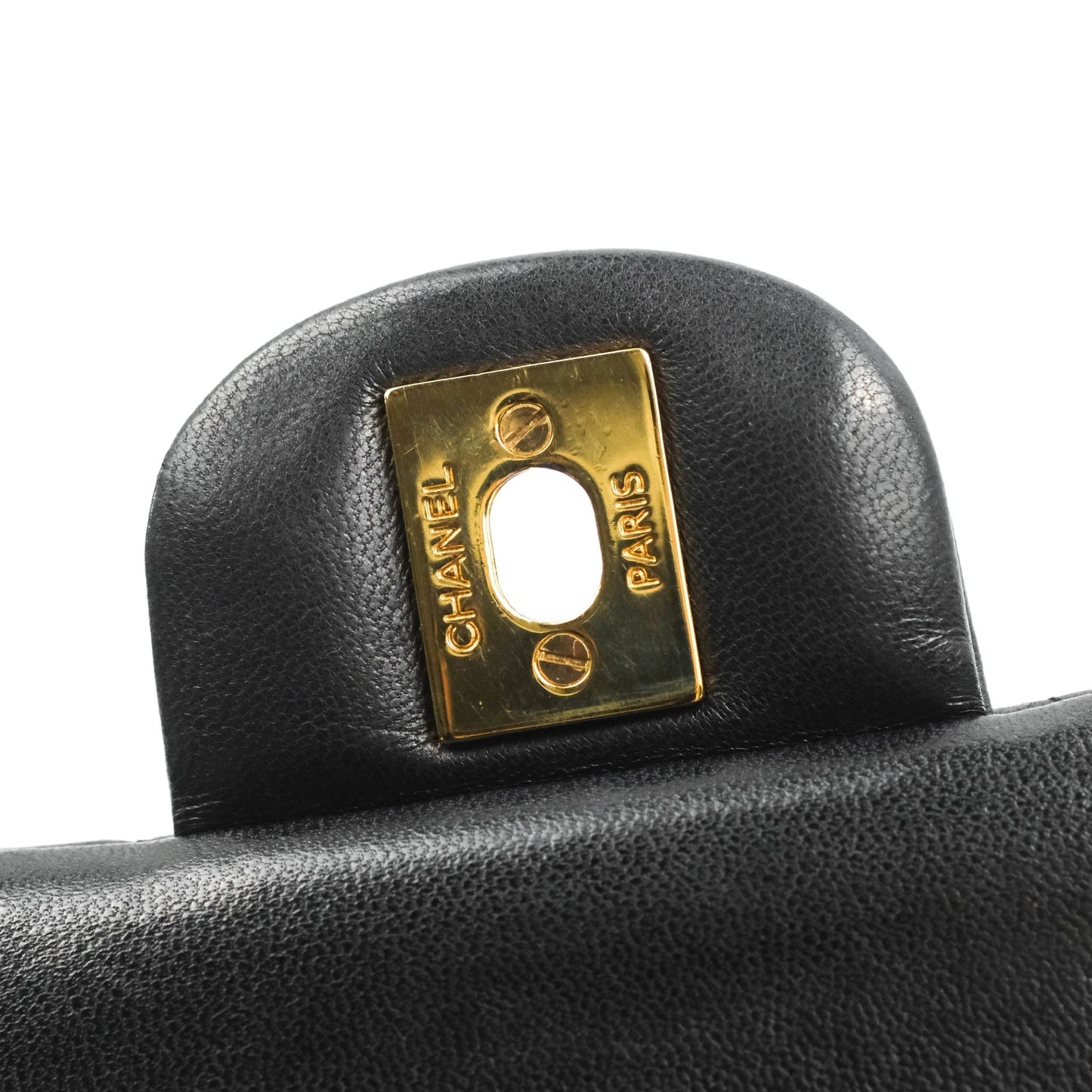 Chanel Classic M/L Medium Flap Quilted Black Lambskin Gold Hardware