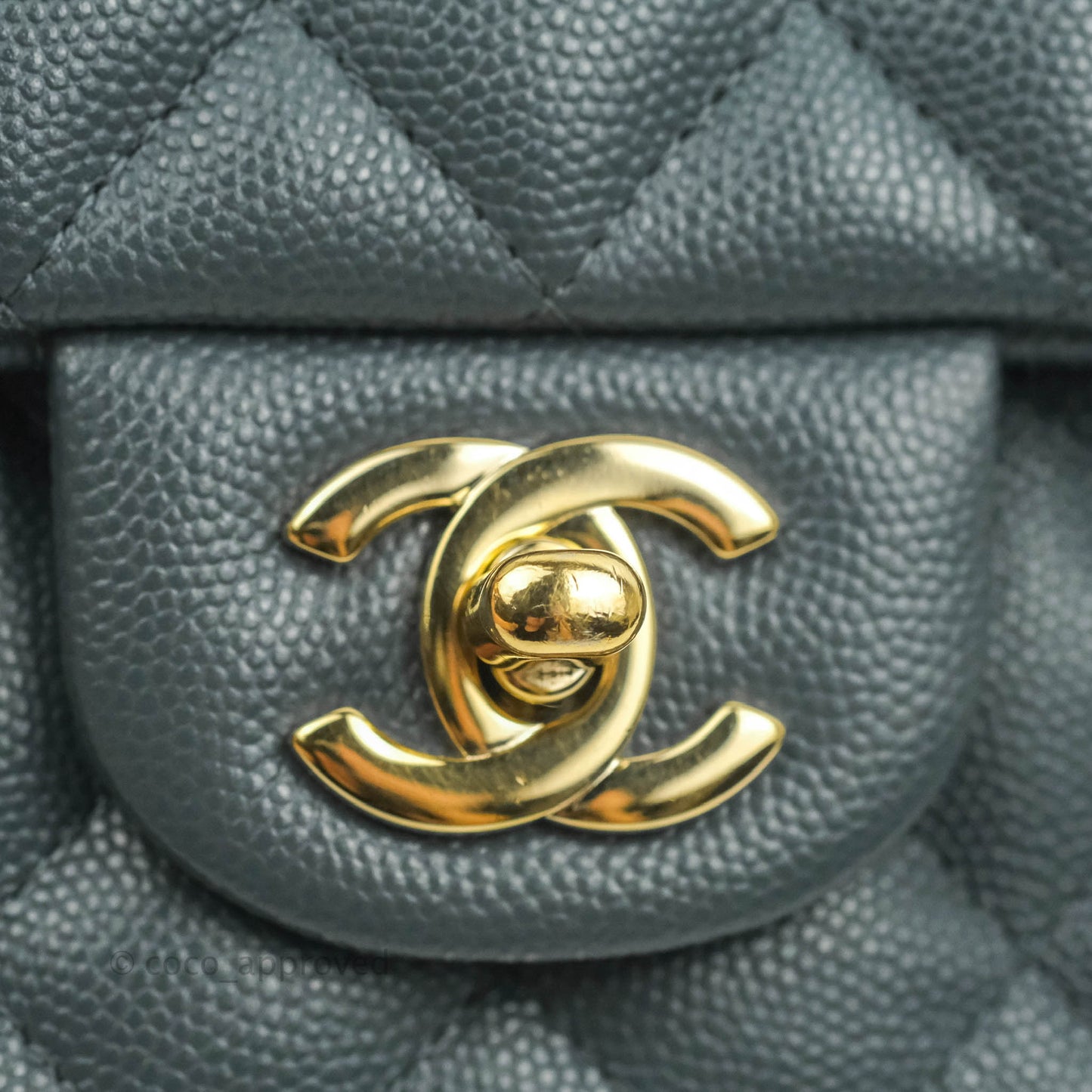 Chanel Quilted Mini Rectangular Flap Grey Caviar Gold Hardware 18B