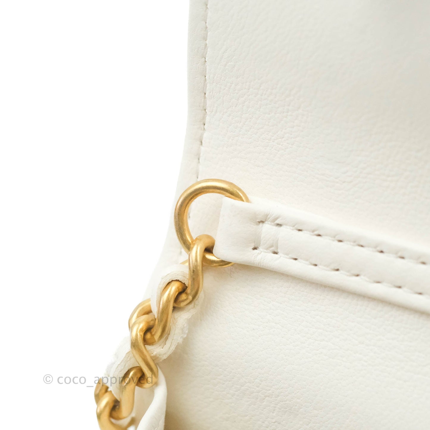 Chanel Quilted Pearl Crush Wallet on Chain WOC White Lambskin Aged Gold Hardware