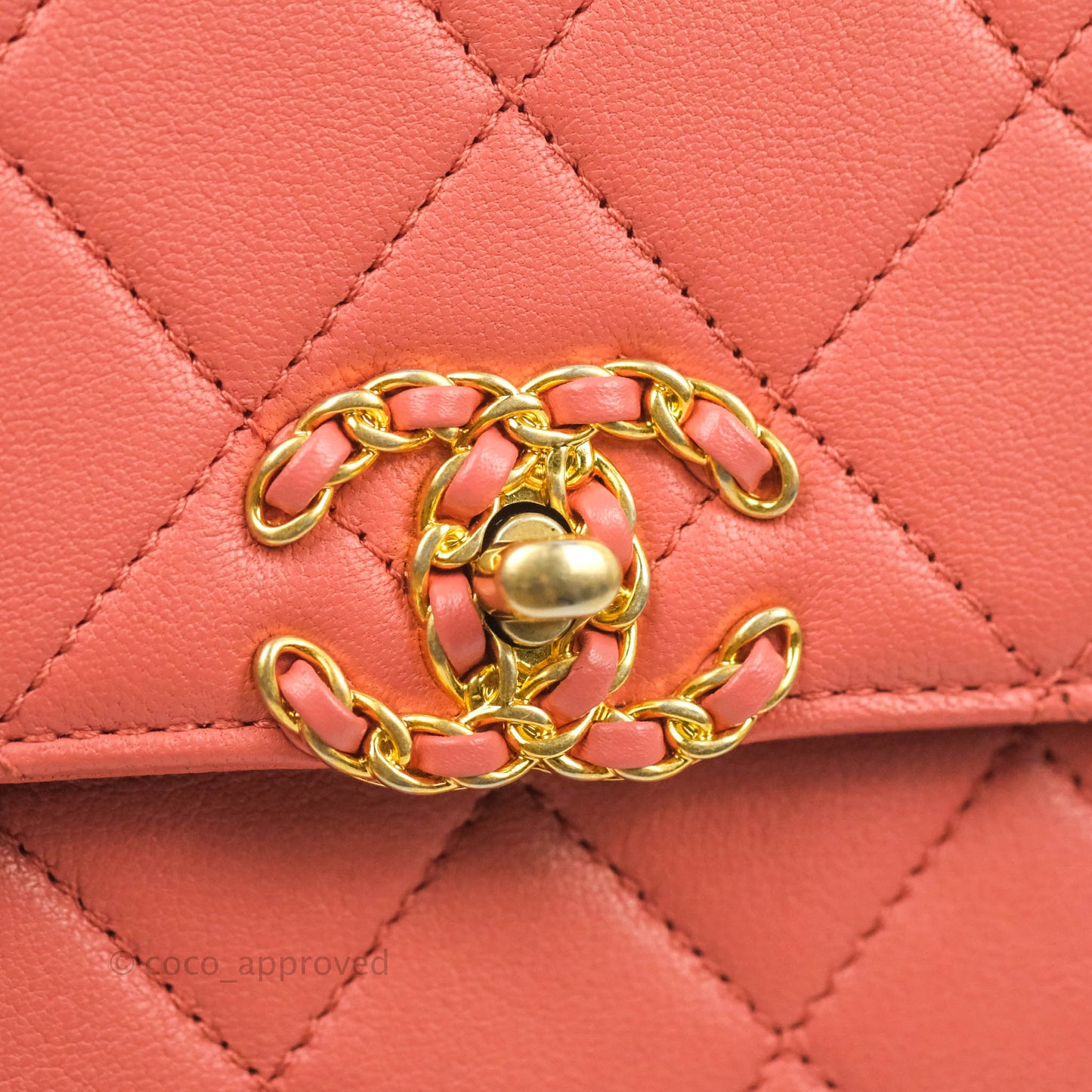 Chanel Quilted Chain Infinity Handle Bag Pink Lambskin Aged Gold Hardware
