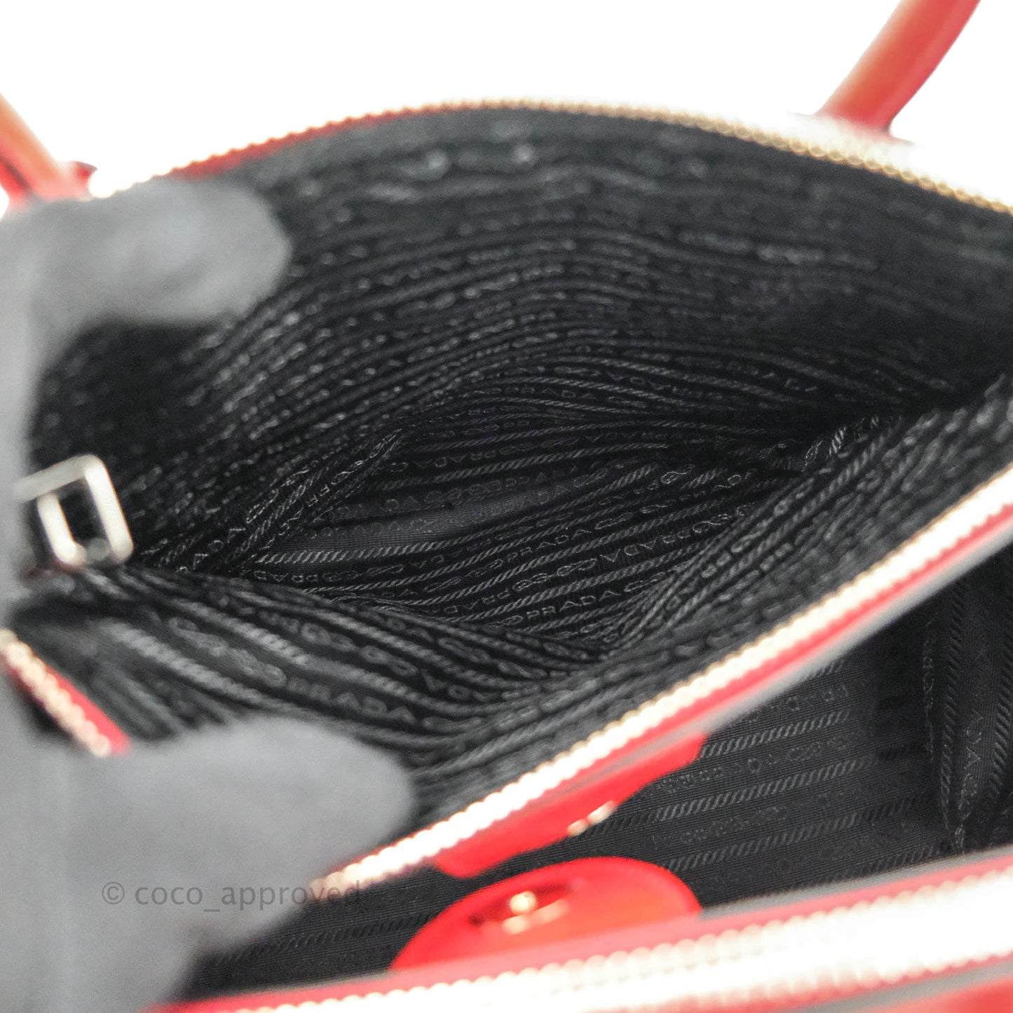 Prada Glace Calf Twin Pocket Tote Red