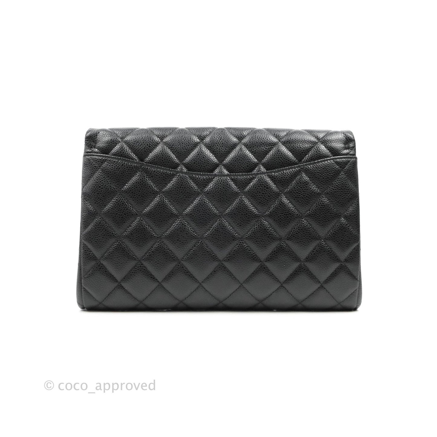 Chanel Quilted Clutch with Chain Black Caviar Silver Hardware
