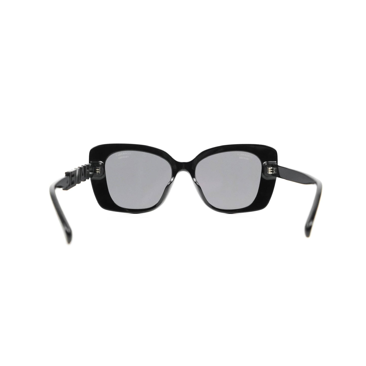 Chanel Acetate Strass Square Polarized Sunglasses Black