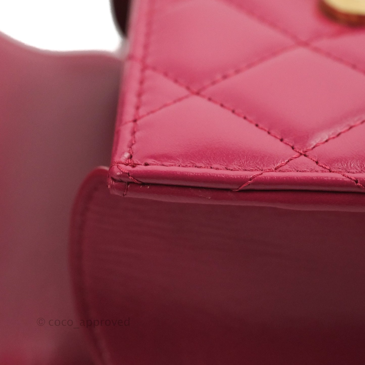Chanel Quilted Perfect Fit Dark Pink Phone Holder Aged Gold Hardware