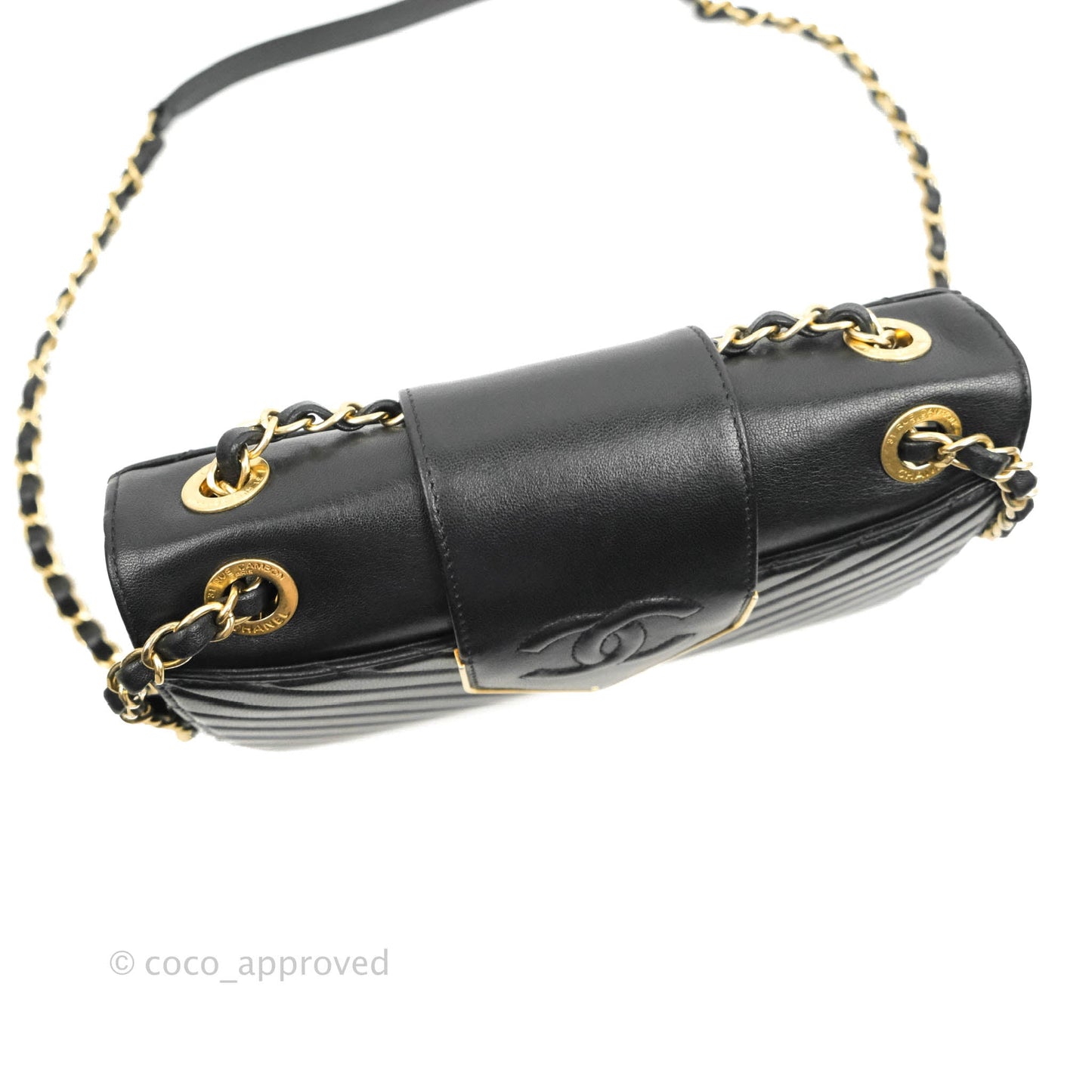 Chanel Mini Collar and Tie Flap Bag Chevron Sheepskin Aged Gold Hardware