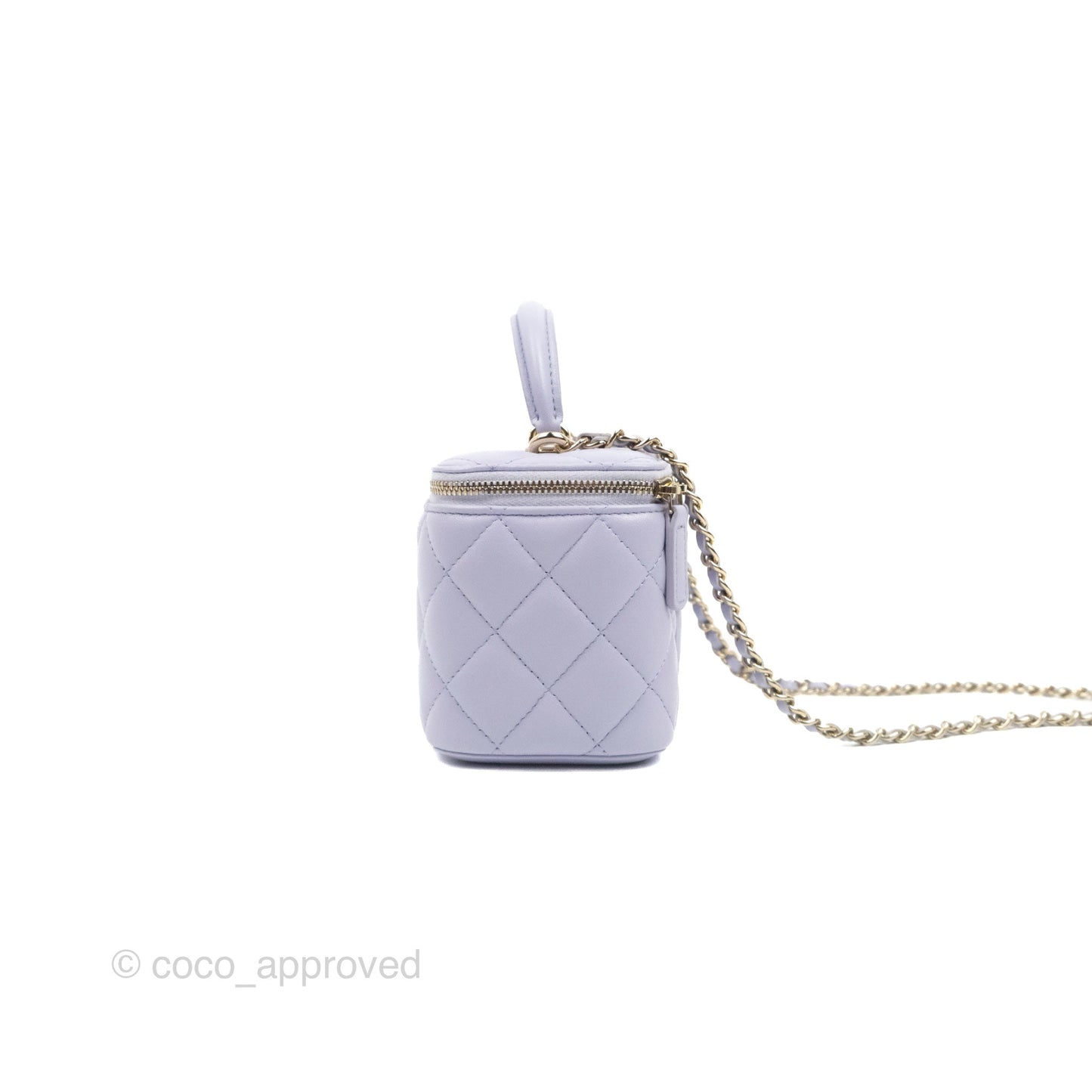 Chanel Vanity Rectangular Top Handle Lilac Lambskin Gold Hardware