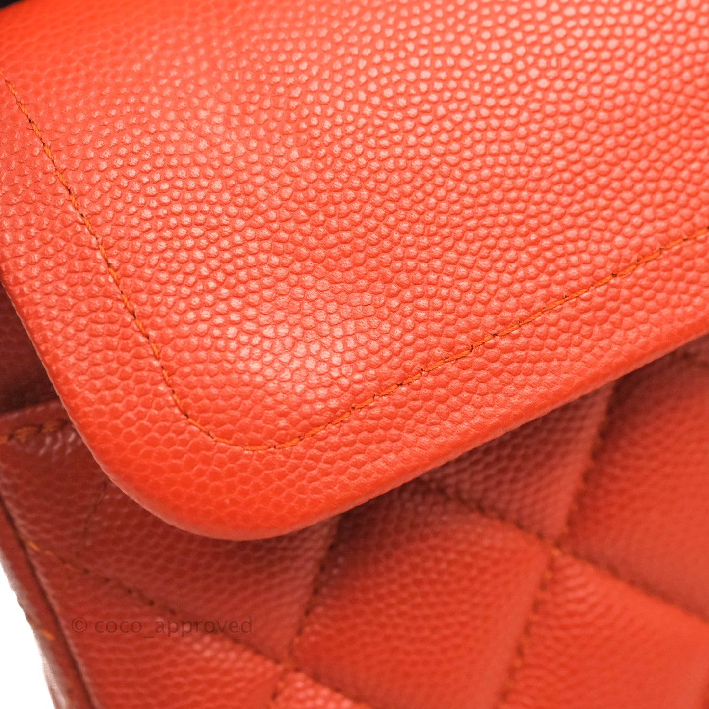 Chanel S/M Small Classic Quilted Flap Orange Caviar Gold Hardware 17B
