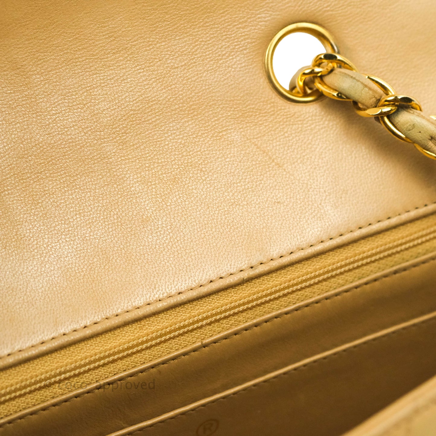 Chanel Vintage Small Quilted Classic Diana Flap Bag Beige Lambskin 24K Gold Hardware