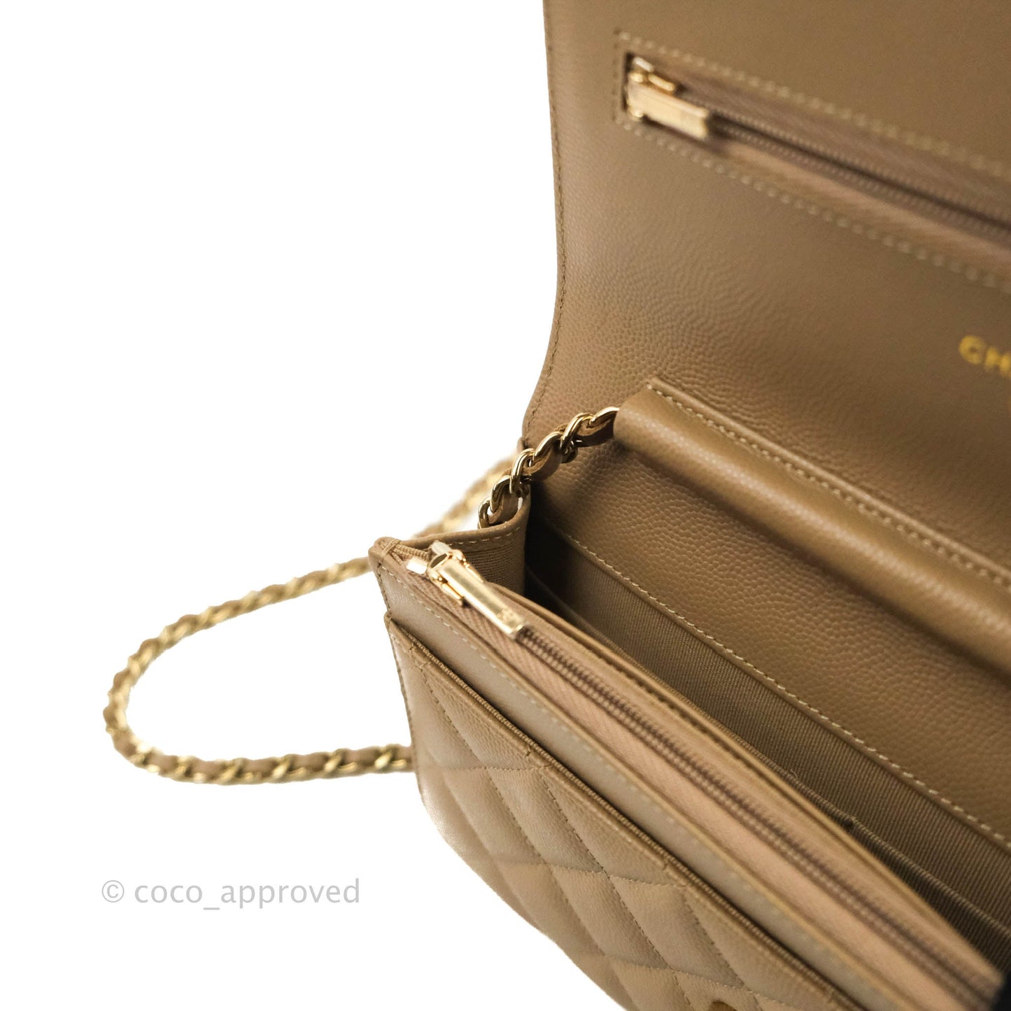 Chanel Quilted Classic WOC Dark Beige Caviar Gold Hardware