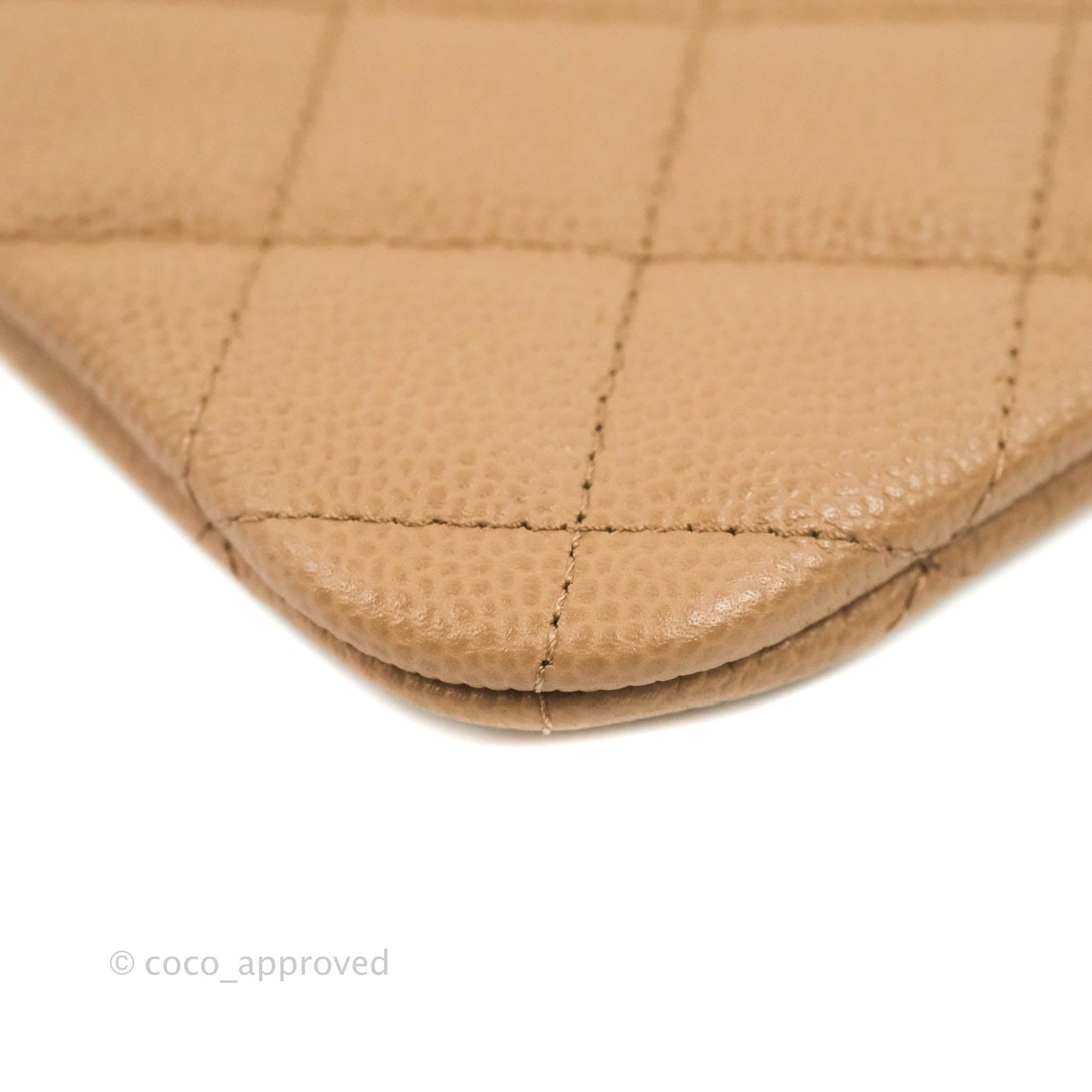 Chanel Quilted Mini O Case Dark Beige Caviar Gold Hardware