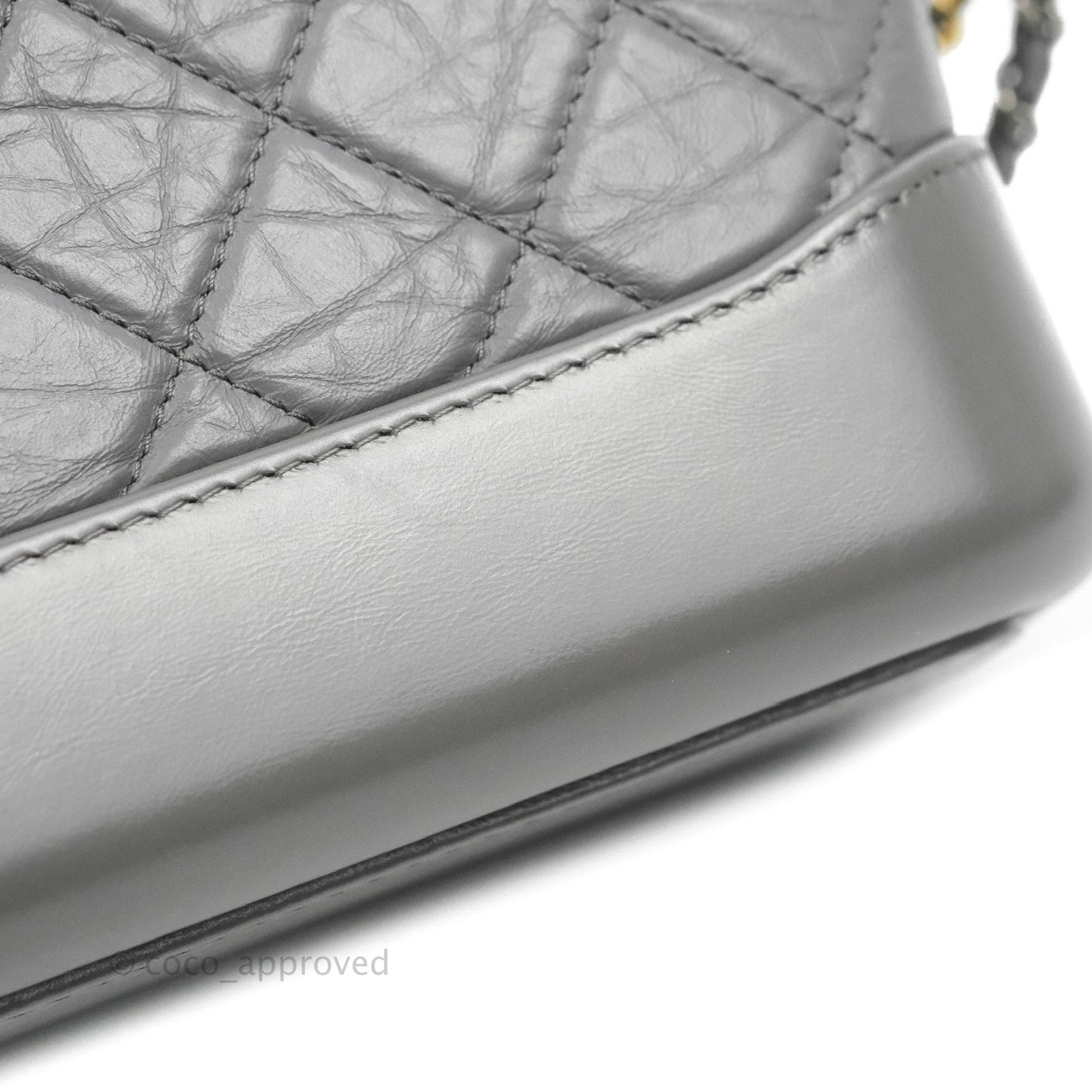 Chanel Quilted Small Gabrielle Hobo Grey Calfskin Mixed Hardware
