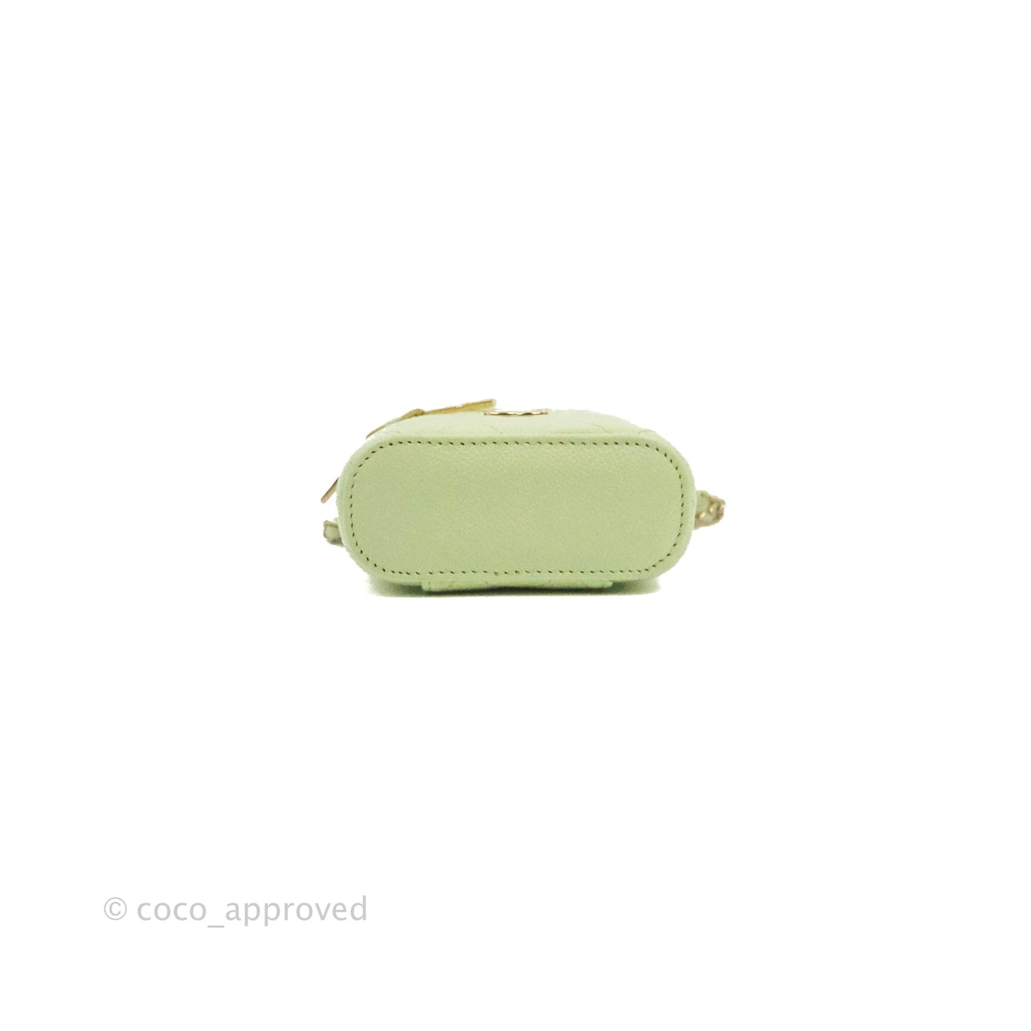 Chanel Quilted Small Handle With Care Vanity Case With Chain Green Caviar Gold Hardware
