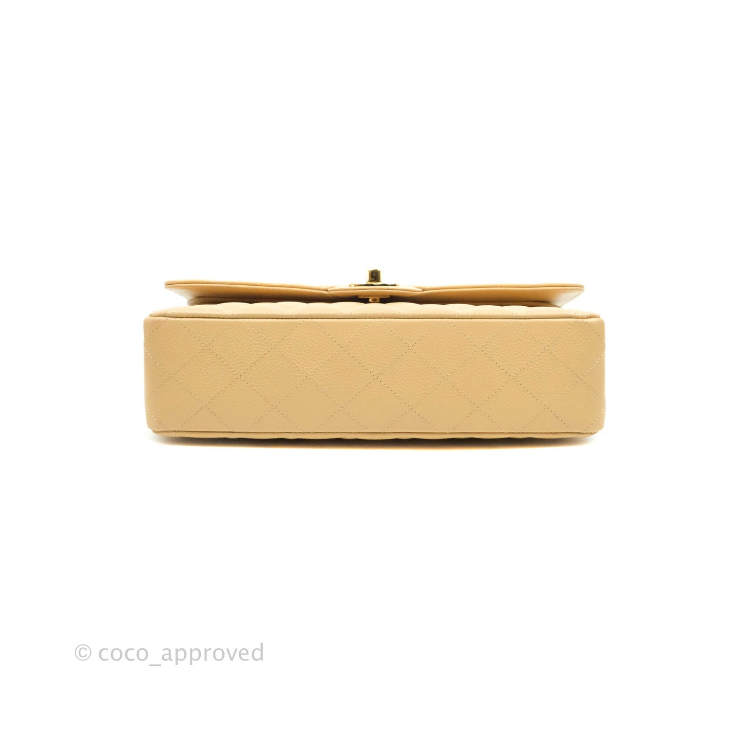 Chanel Classic M/L Medium Flap Quilted Beige Caviar Gold Hardware